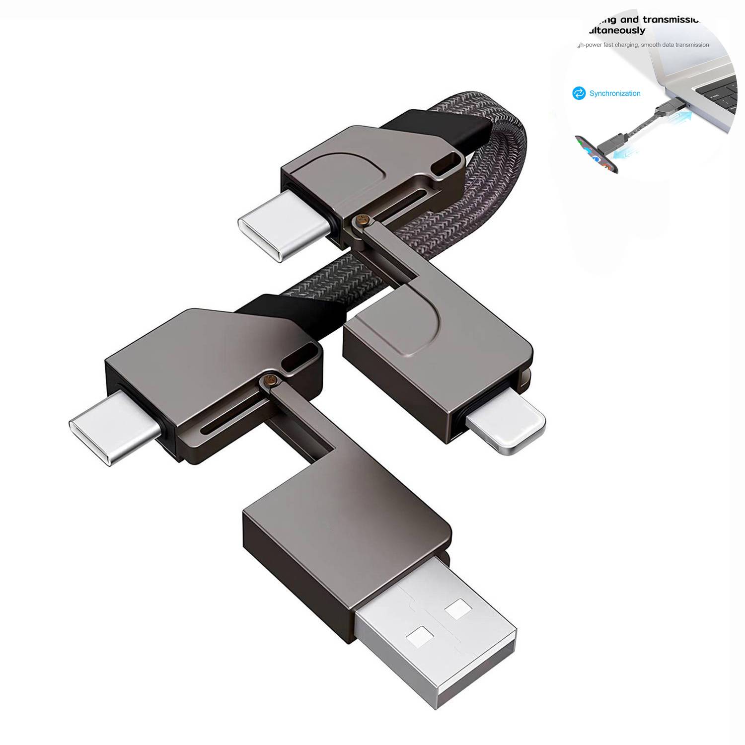 4 in1 Zinc Alloy Charging Cable Keychain 5
