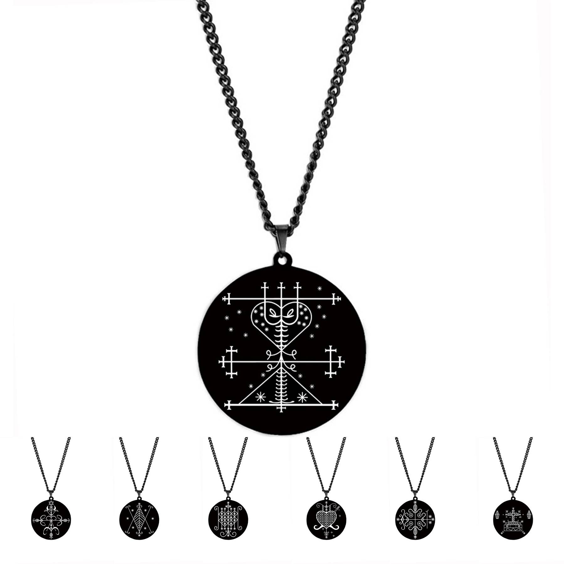 Stainless steel symbol amulet pendant necklace