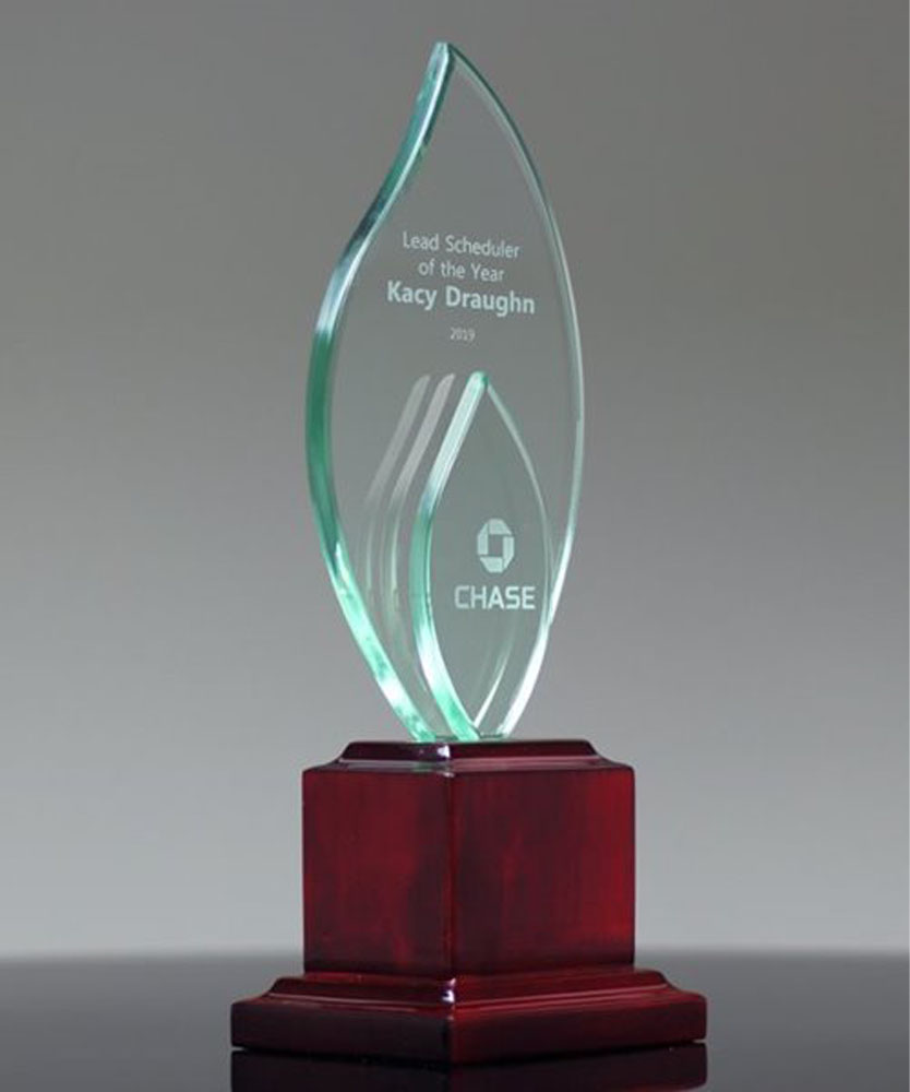 Glass Double Frame Award on Rosewood Stand 3