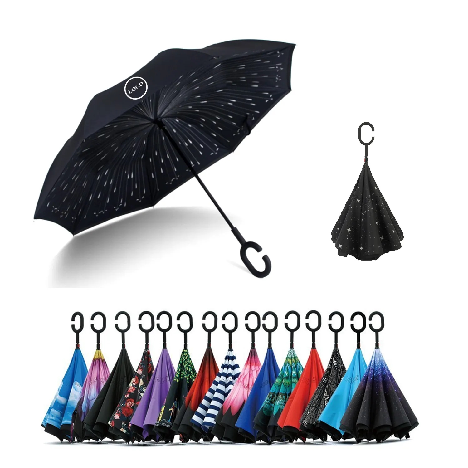 Double Layer Inverted Umbrella With C-Shaped Handle 6
