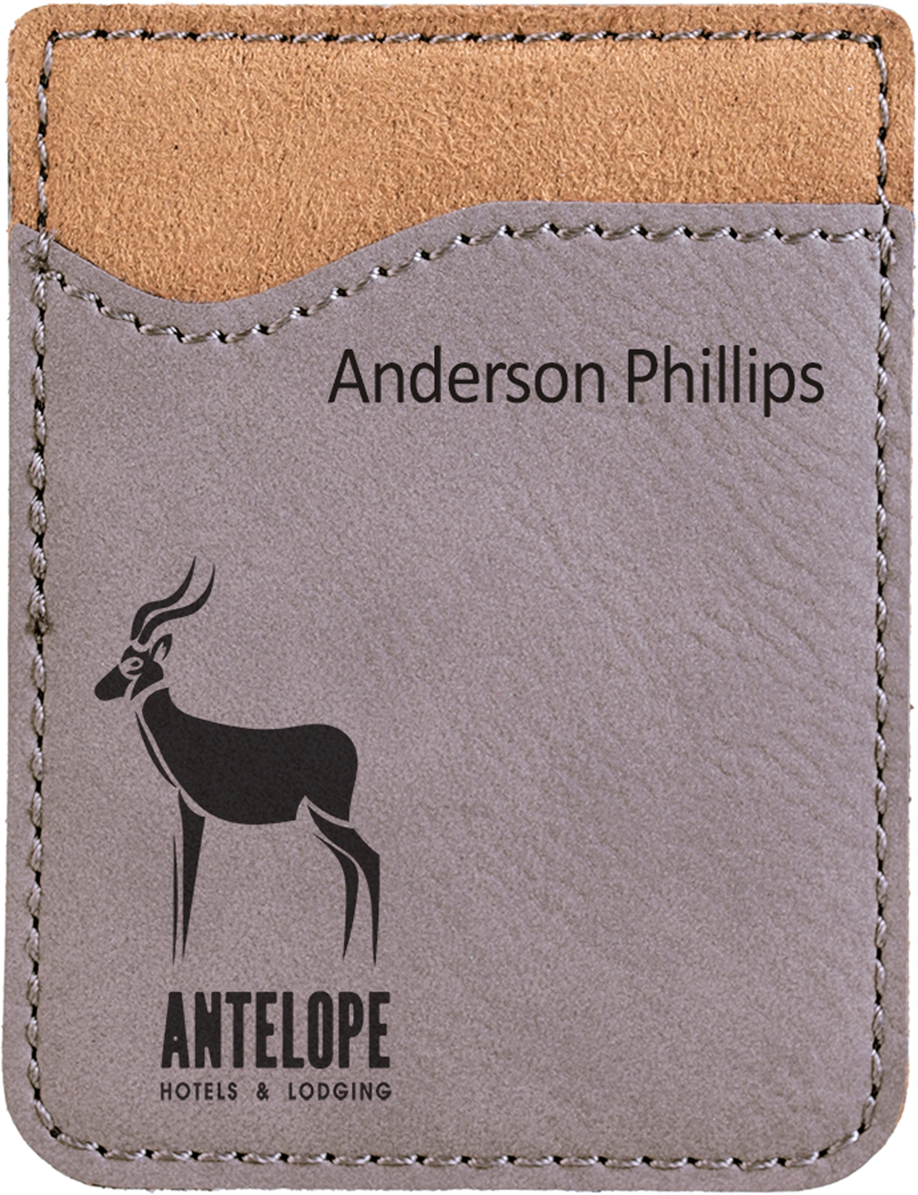 Gray Laserable Leatherette Phone Wallet 1