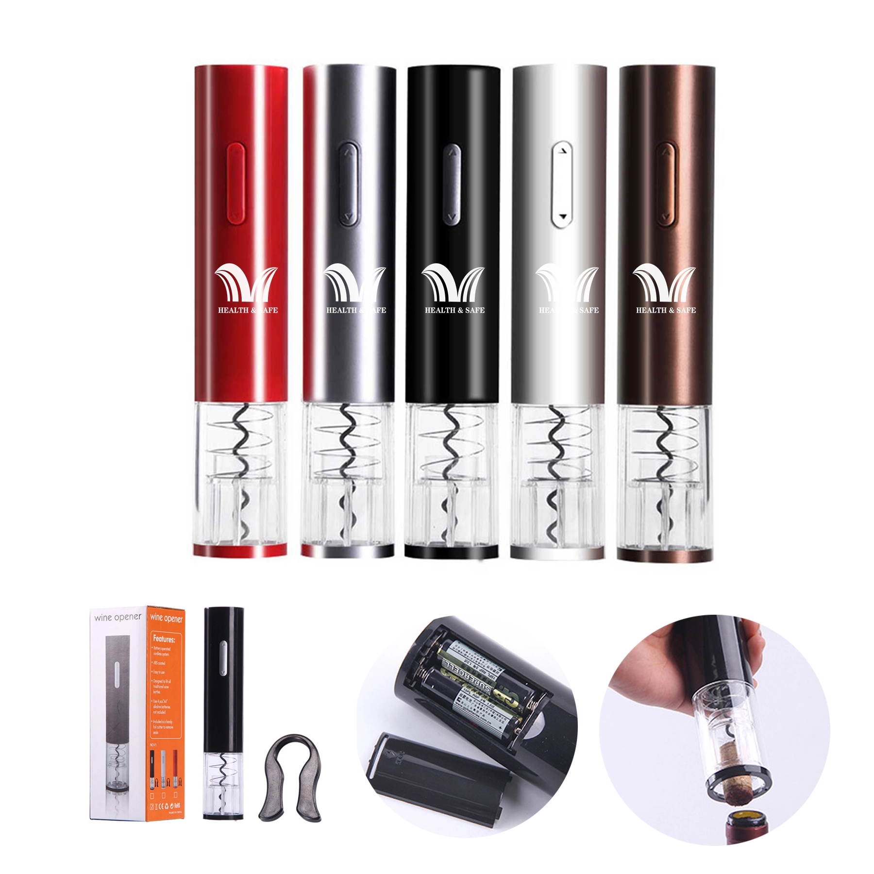Cordless Electric Wine Bottle Opener with Foil Cutter 2