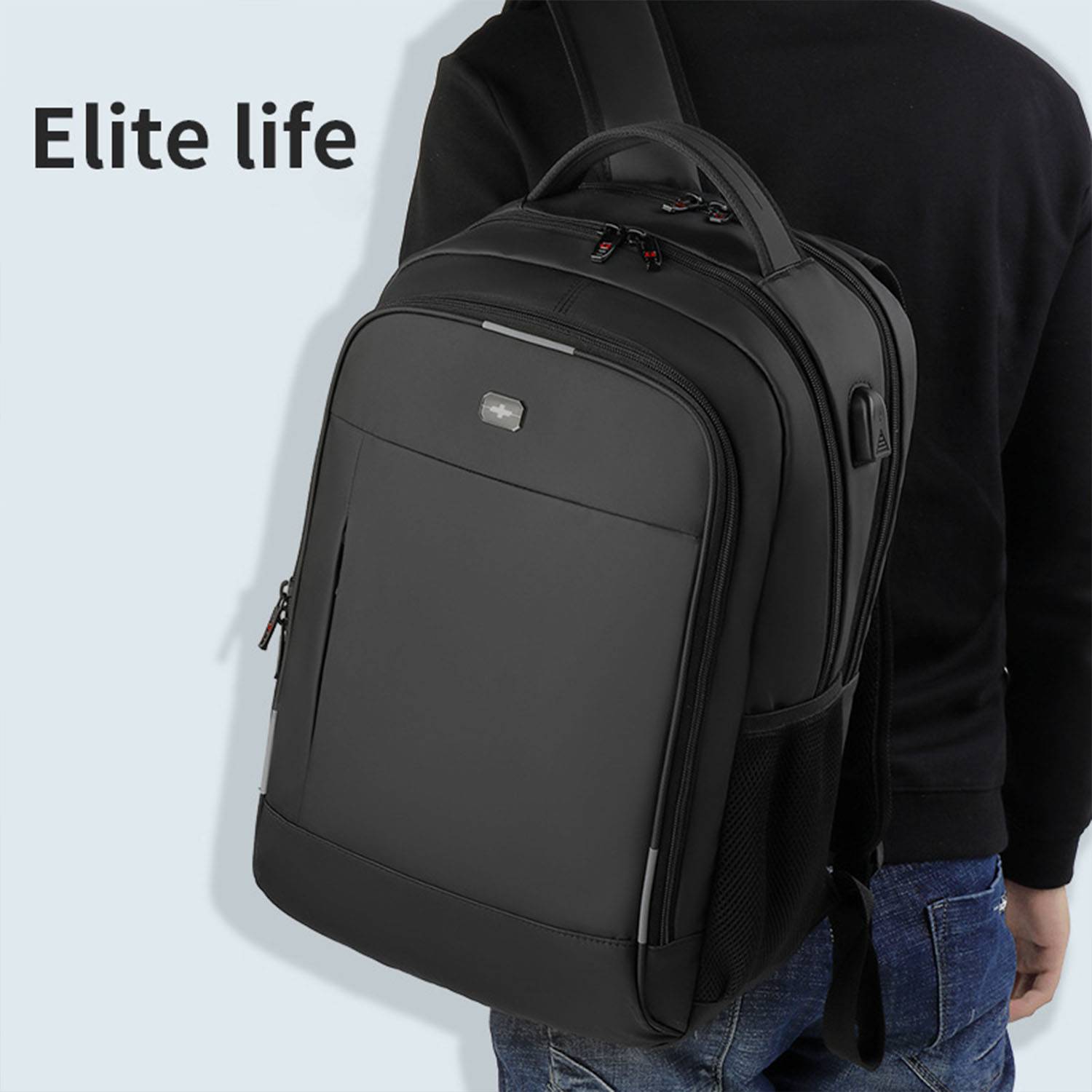 Oxford large capacity backpack with USB charging port 3