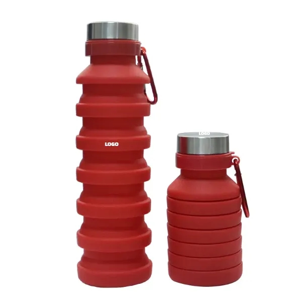 Collapsible Silicone Water Bottle with Carabiner Clip 2