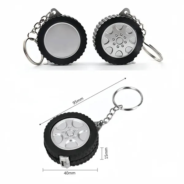 Tire-Shaped Keychain Tape Measure - Compact Portable Design 1