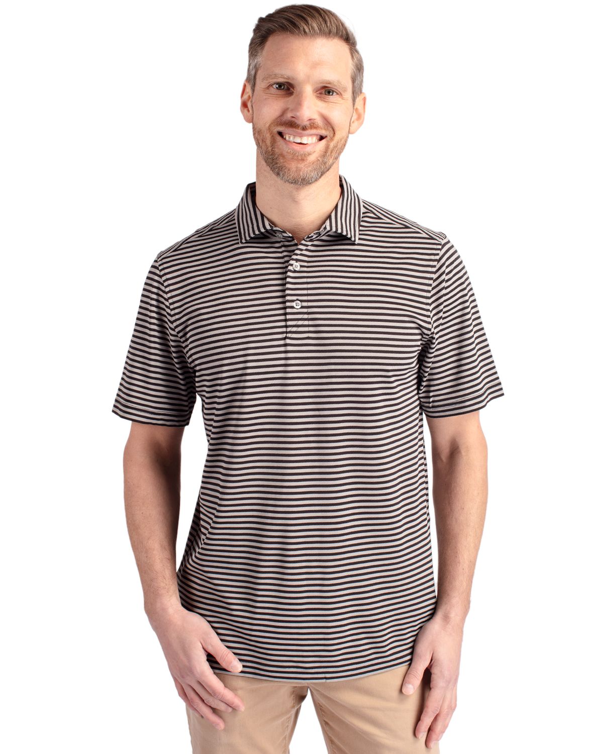 Cutter & Buck Virtue Recycled Stripe Featherlight Pique Mens Big & Tall Polo Big & Tall 36