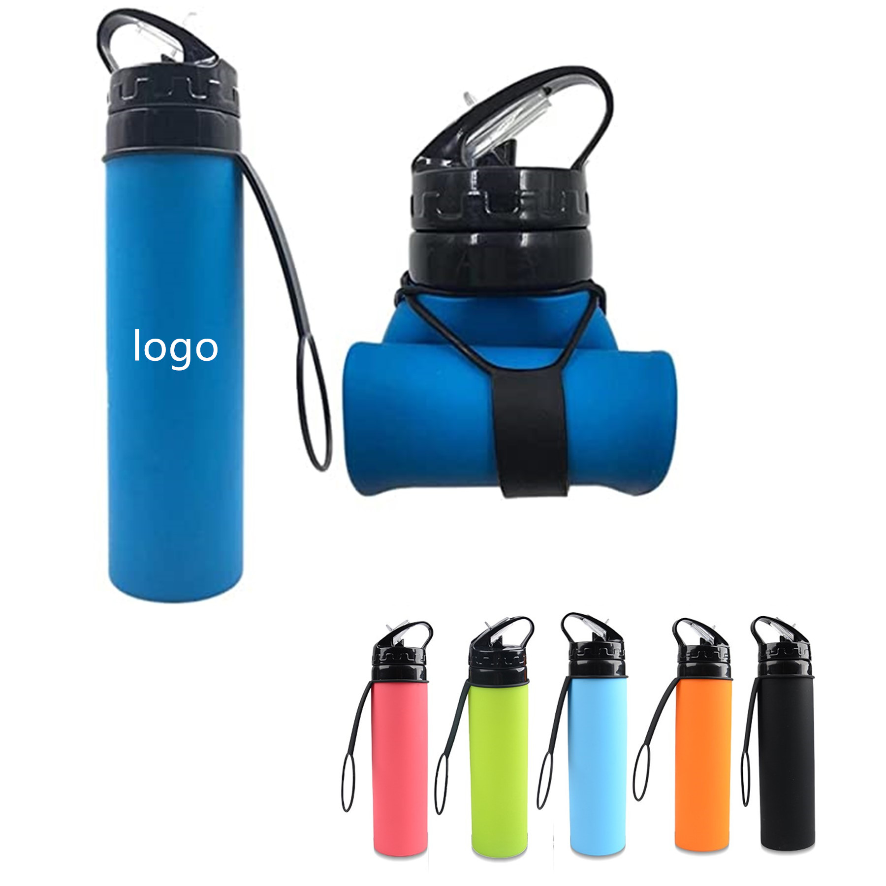20OZ Silicone Foldable Collapsible Water Bottle 1