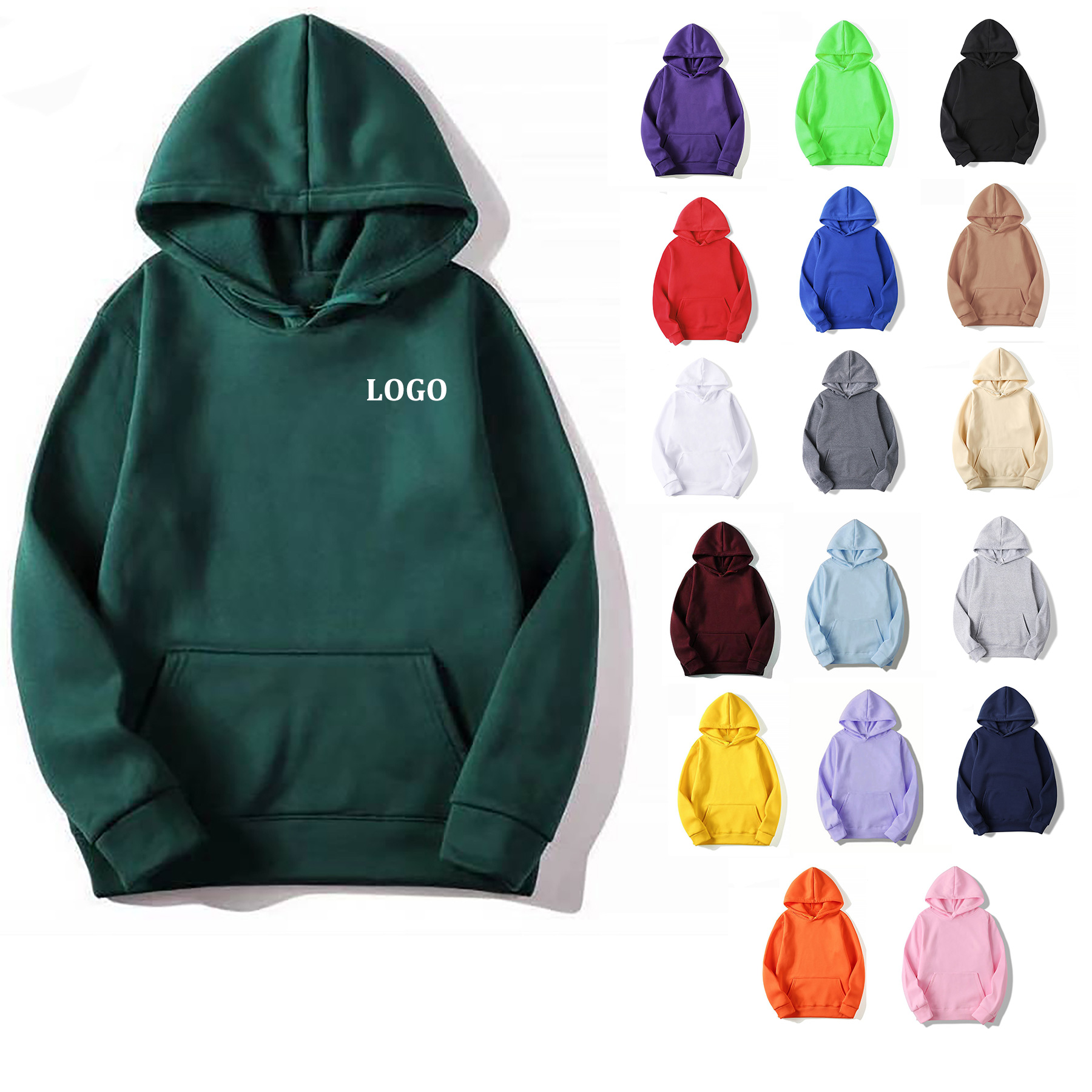 Long sleeved fleece pullover, custom hoodie or sweatshirt with logo imprint 11