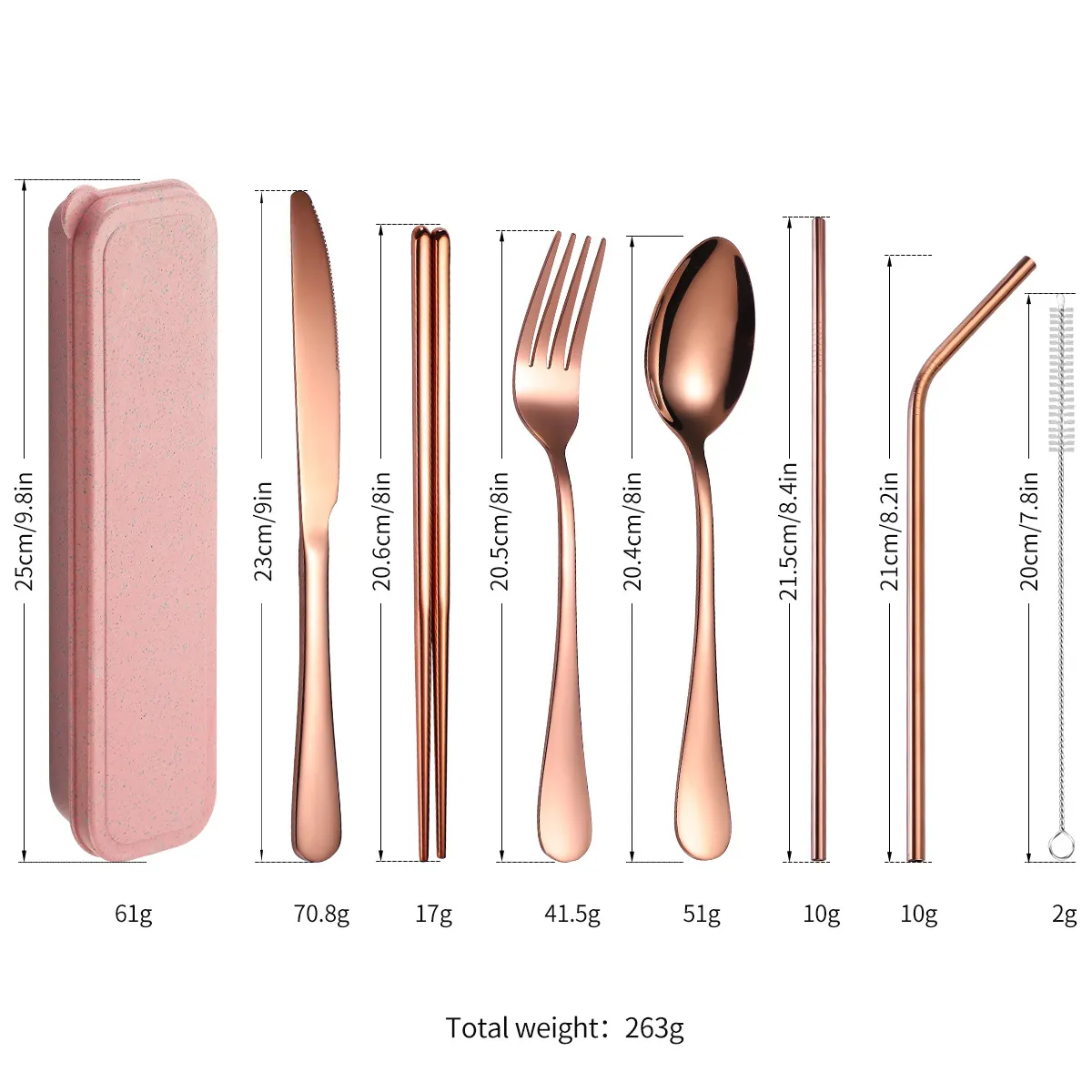 Portable Utensils Set with Case Stainless Steel Reusable 5