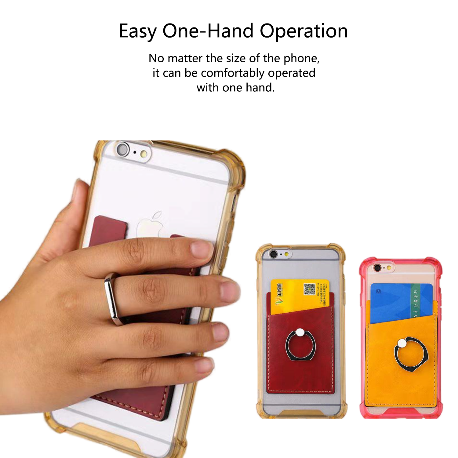 PU Leather Creative Double Layer Cell Phone Ring & Stand 13
