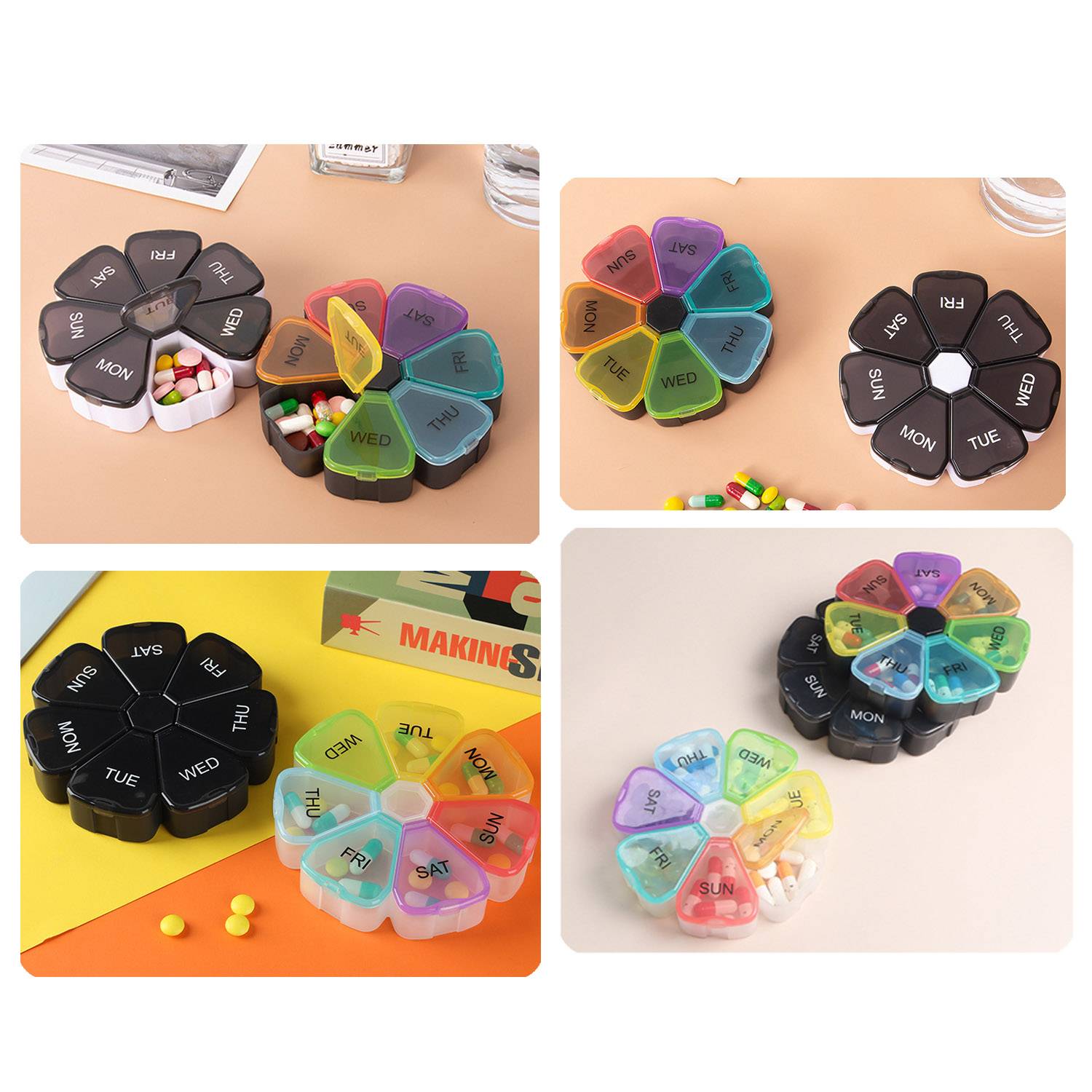Cute Household Portable Rainbow Petal Pill Box 7