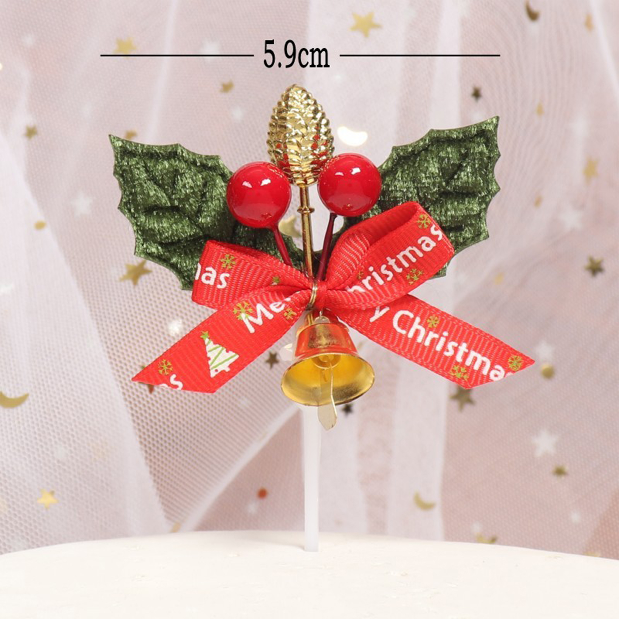 Christmas Wreath Cake Toppers with Bells 8