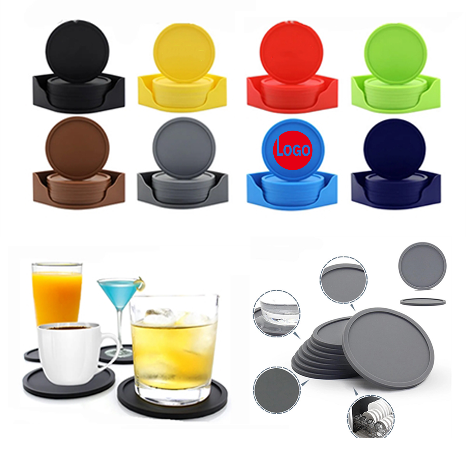 Durable 4" Thick Silicone Non-Slip Drink Coaster 2