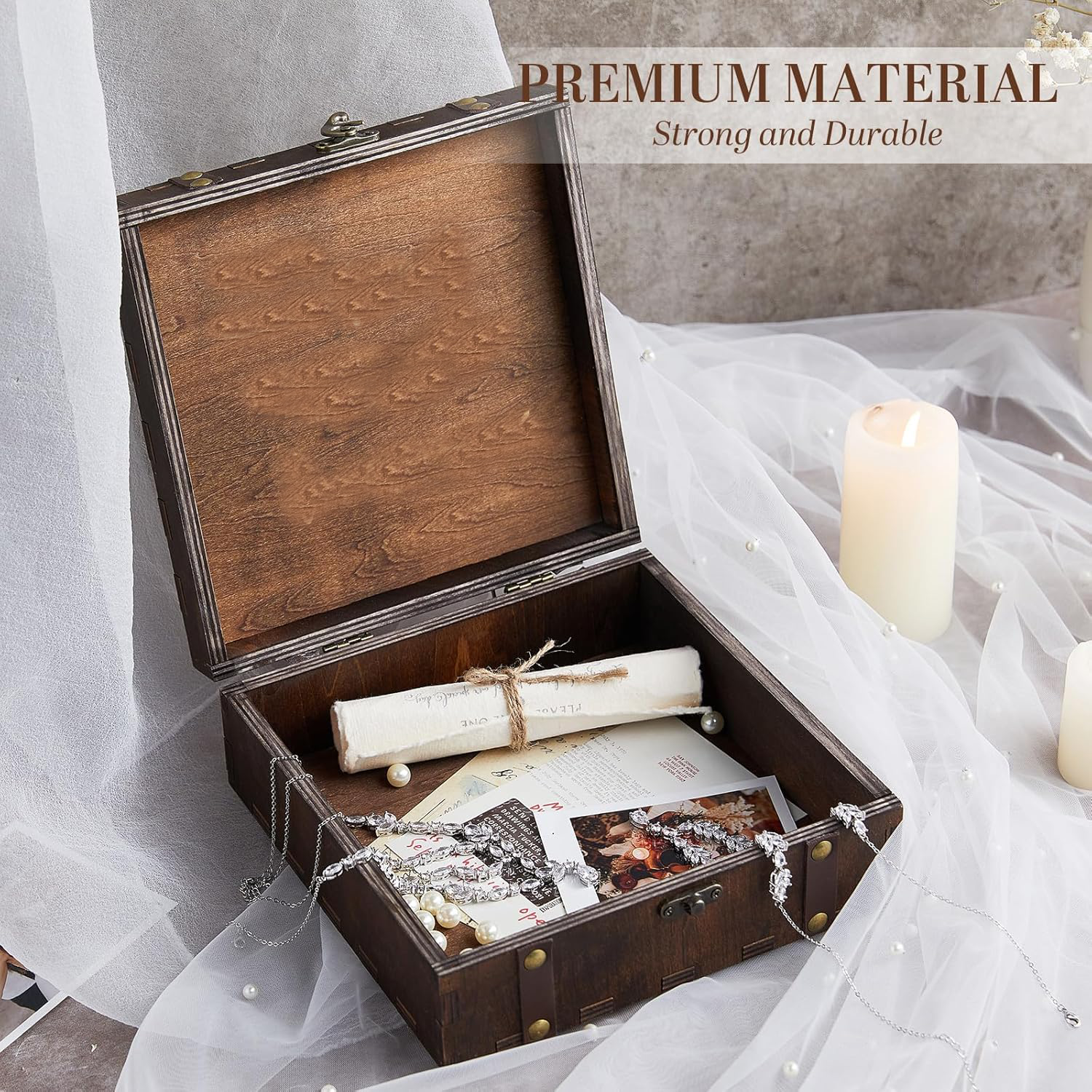 Wooden Square Keepsake Box w/ Lid 6