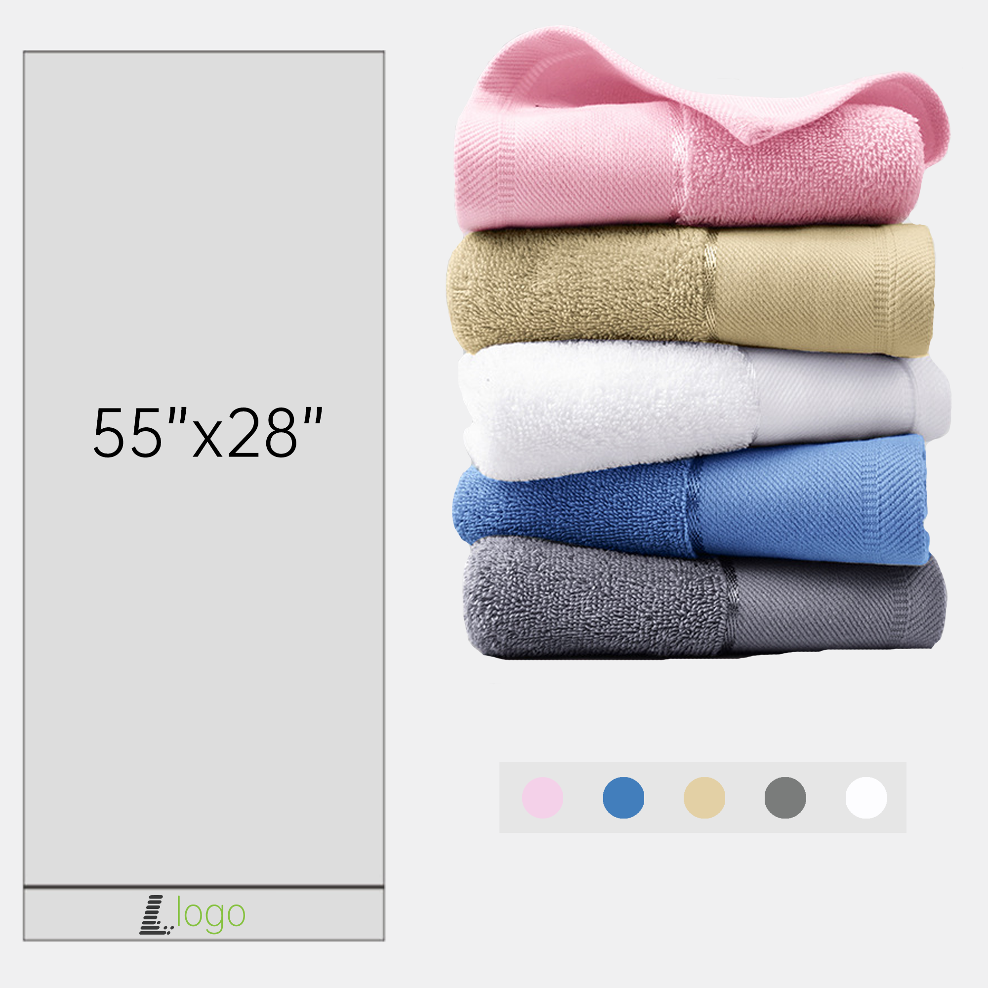 Custom 100% Cotton 27"x55" Bath Towel Washcloths 5