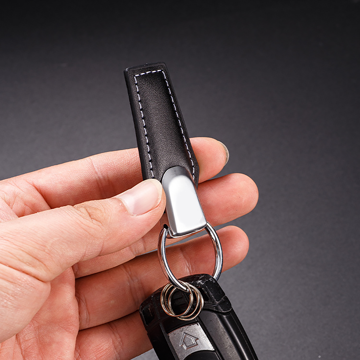 Personalized LOGO Custom PU Leather Keychain 4