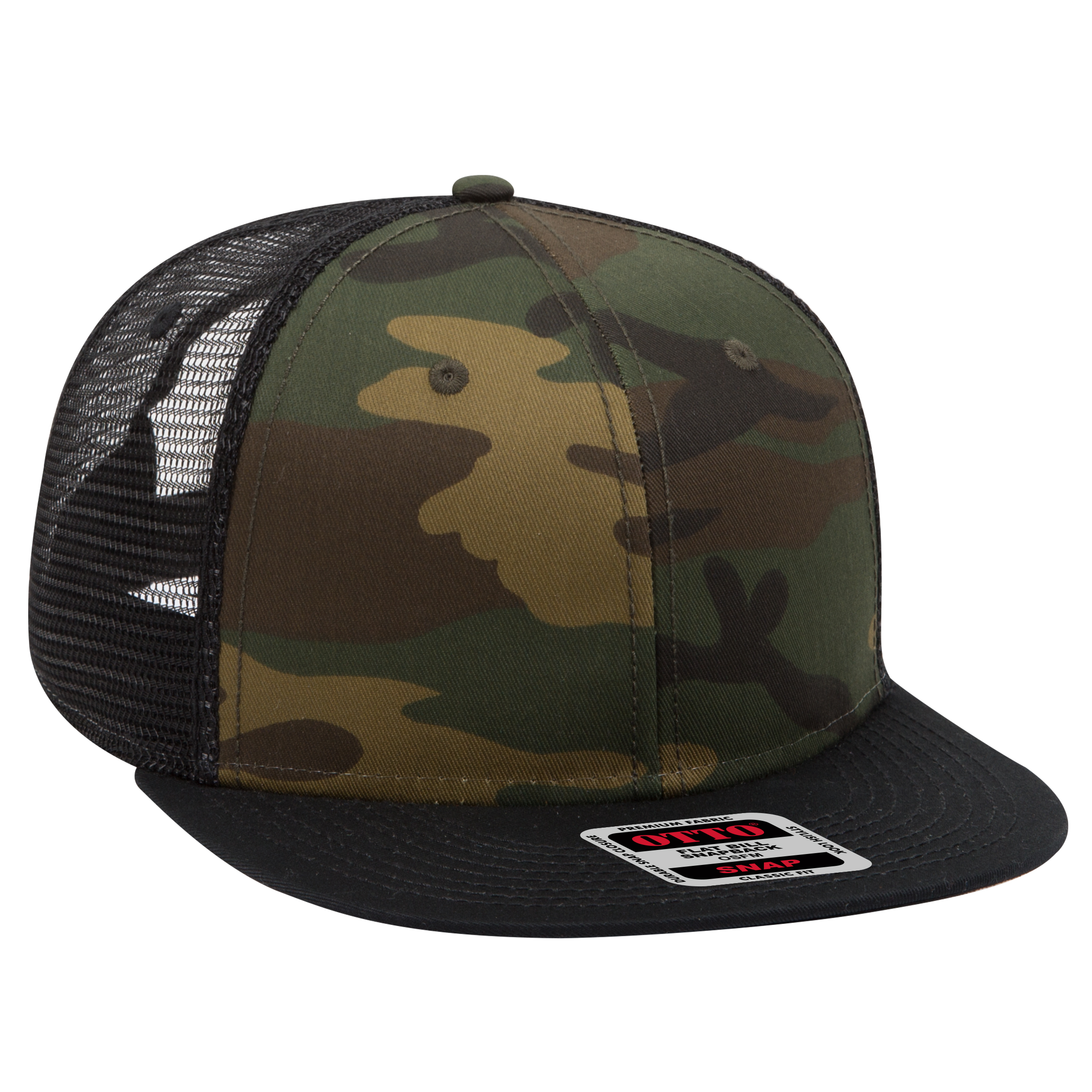 OTTO CAP® OTTO SNAP 6 Panel Pro Style Mesh Back Trucker Snapback Hat 50