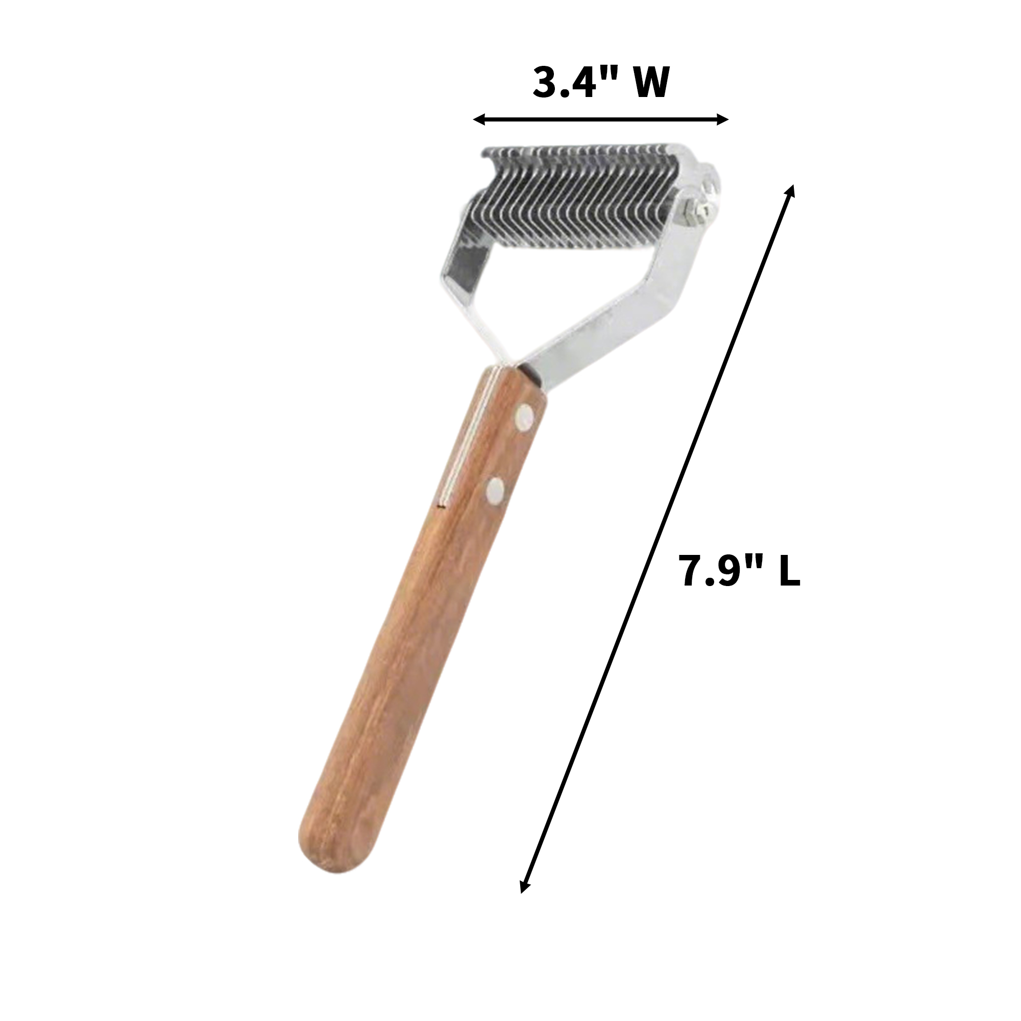 Wood Handle Pet Deshedding Dematting Comb 7.9" Length X 3.4" Width 3