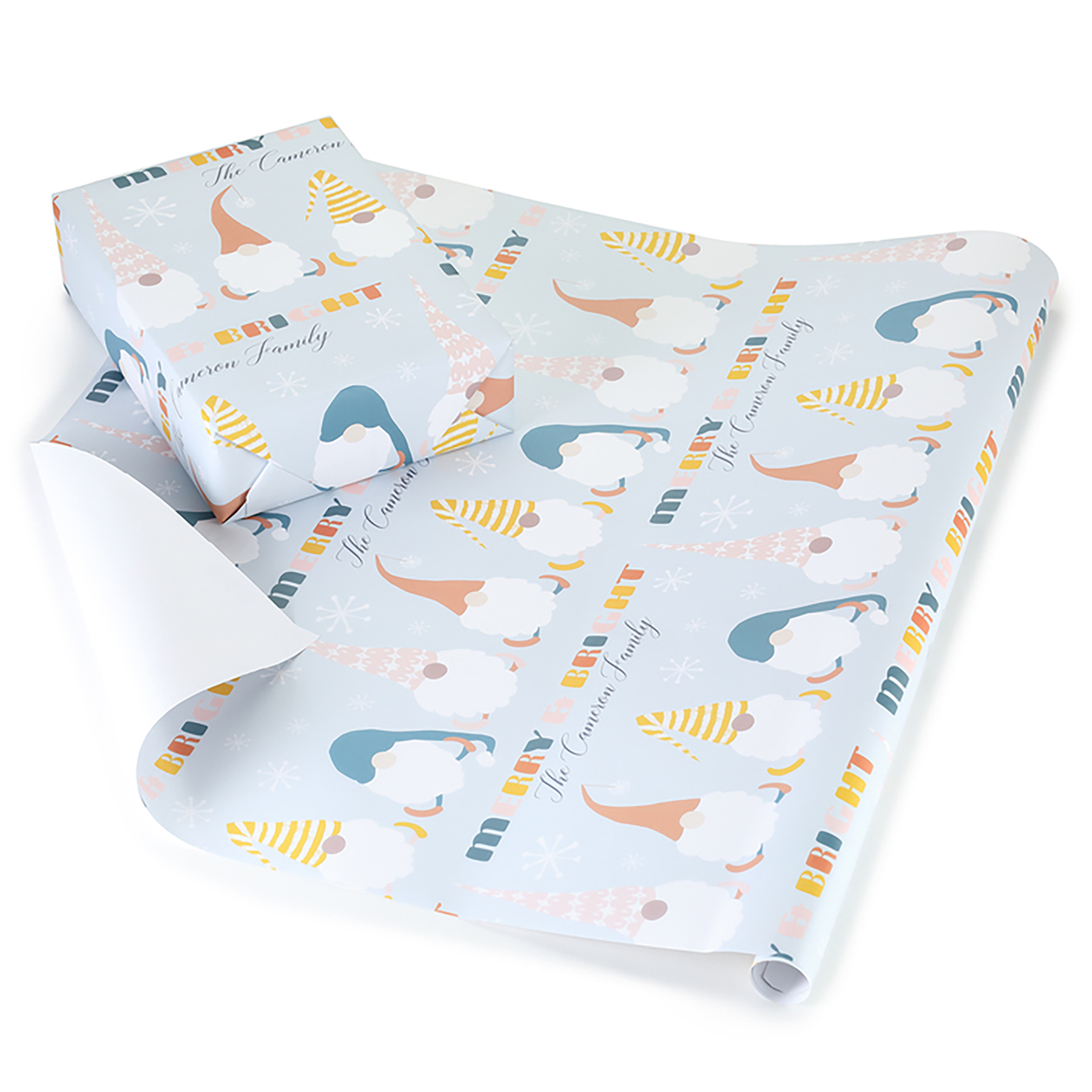 Merry Gnomes Personalized Wrapping Paper Roll 1