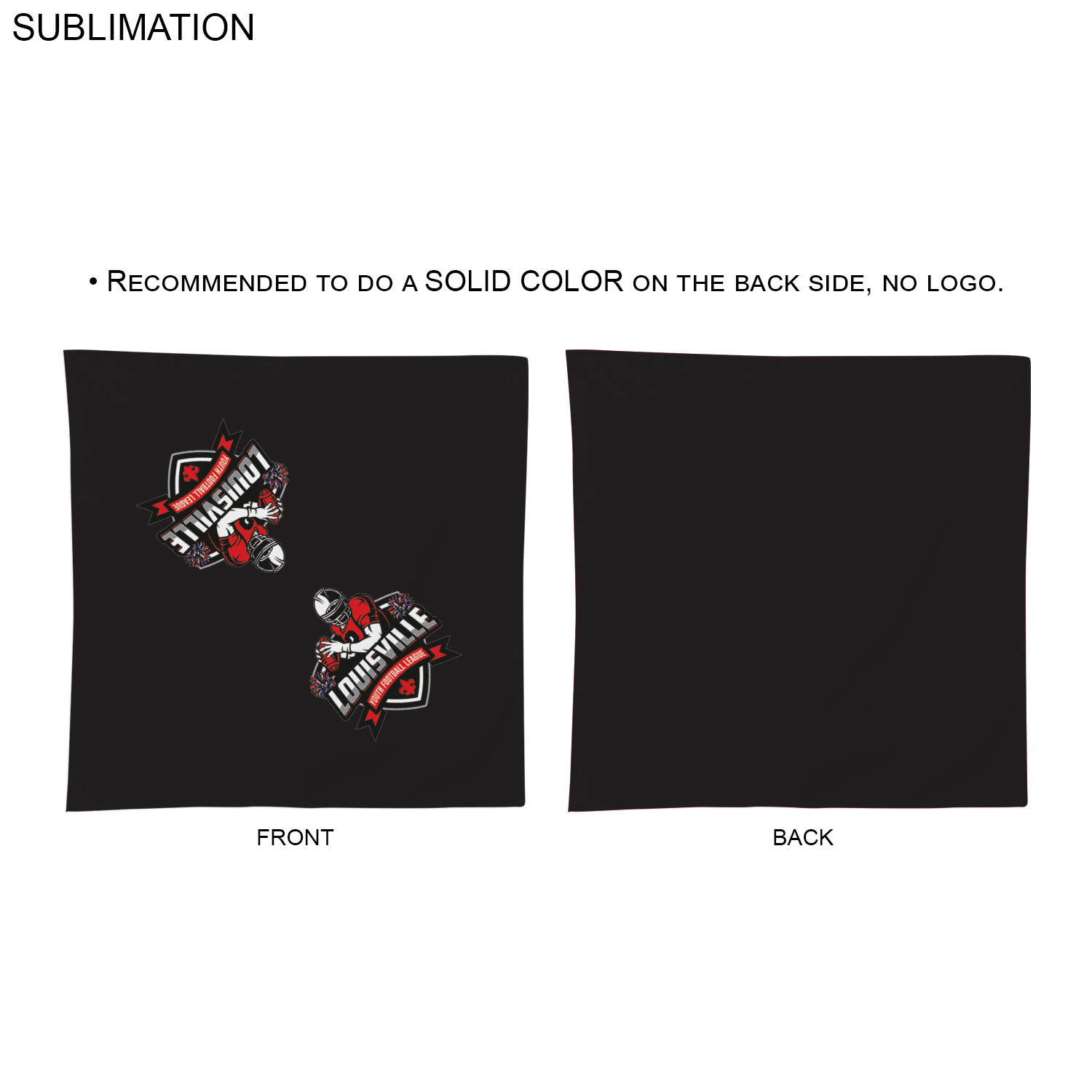 Colored Sublimated Bandana, 22x22, Sublimated Edge to Edge 2 sides 3