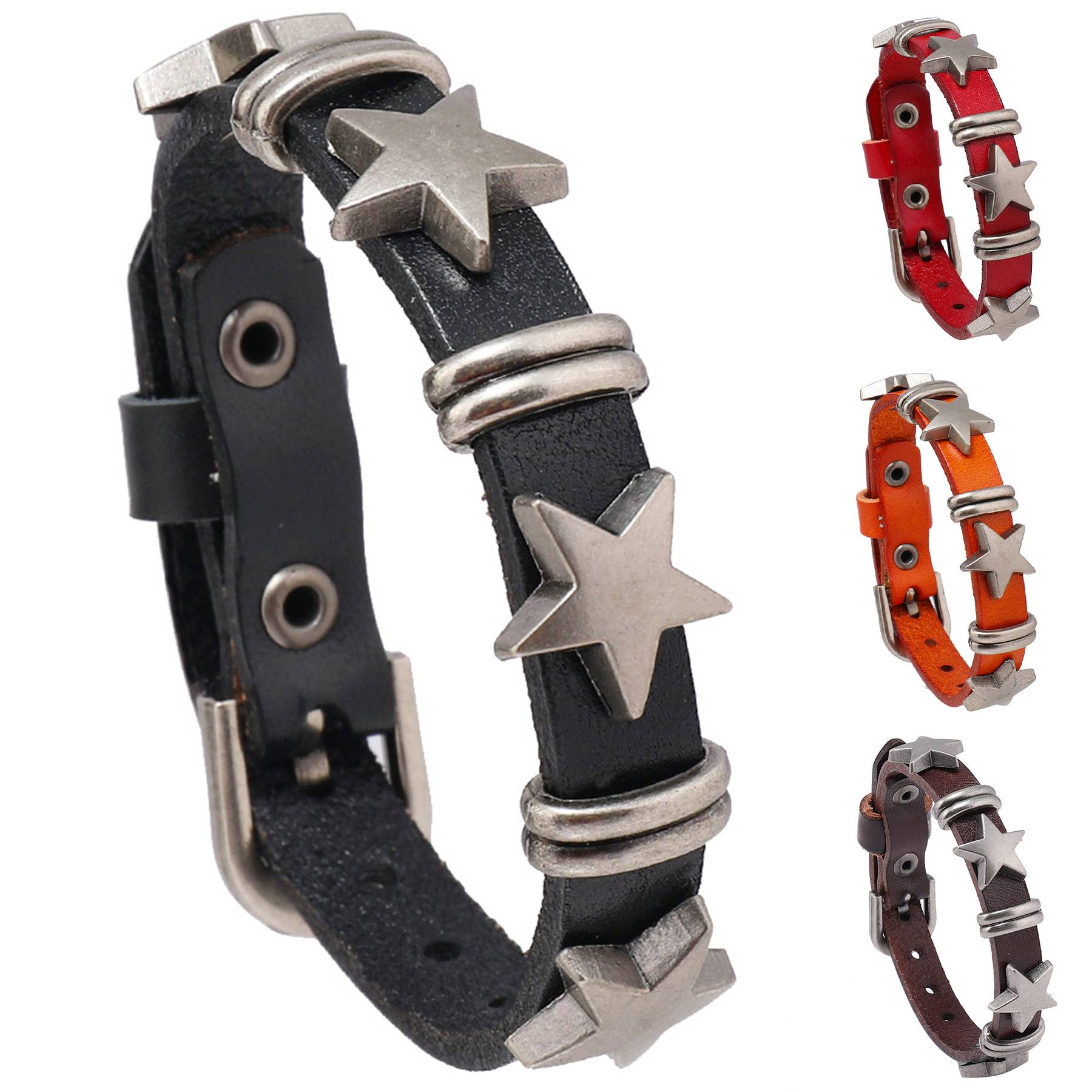 PU Personality street punk pentagram bracelet 11