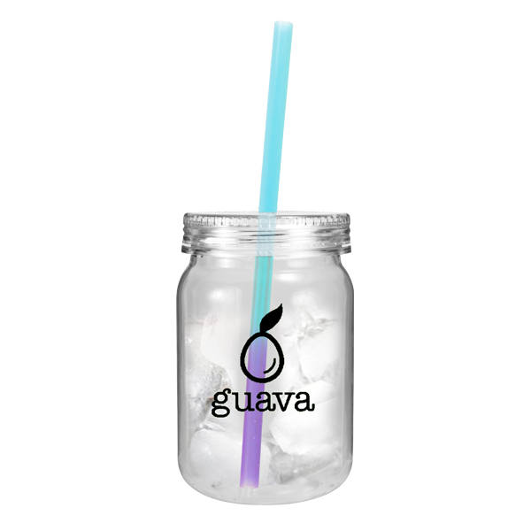 24 oz. Plastic Mason Jar with Mood™ Straw 18