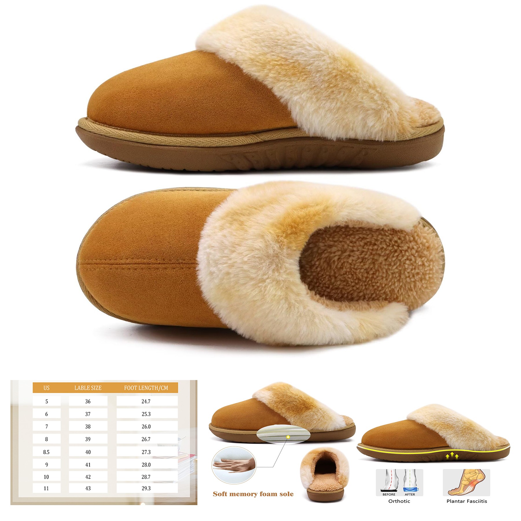 Women's memory foam plush slippers 3