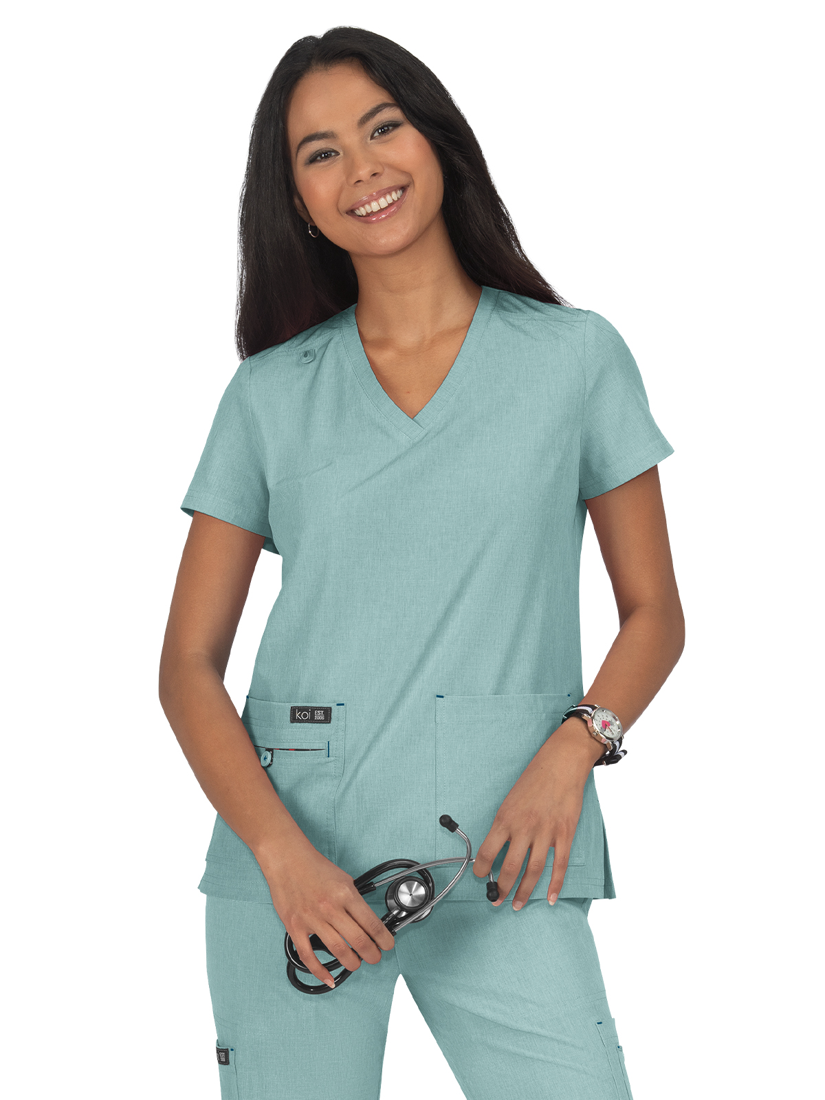 koi - Basics - Women's Four-Pocket Stretch V-Neck Becca Top 42