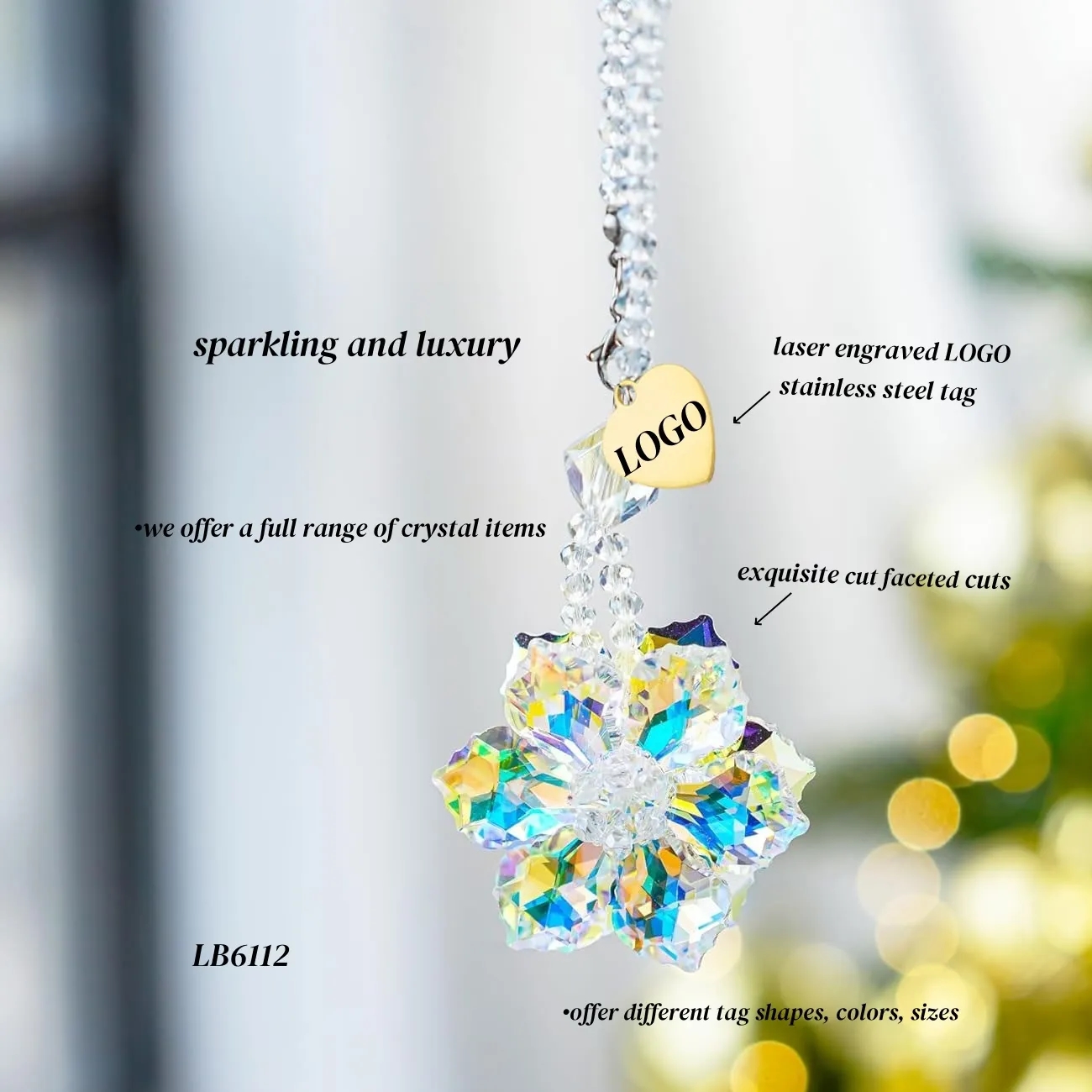 Flower Crystal Pendant Ornaments Car Hanging Accessories 4
