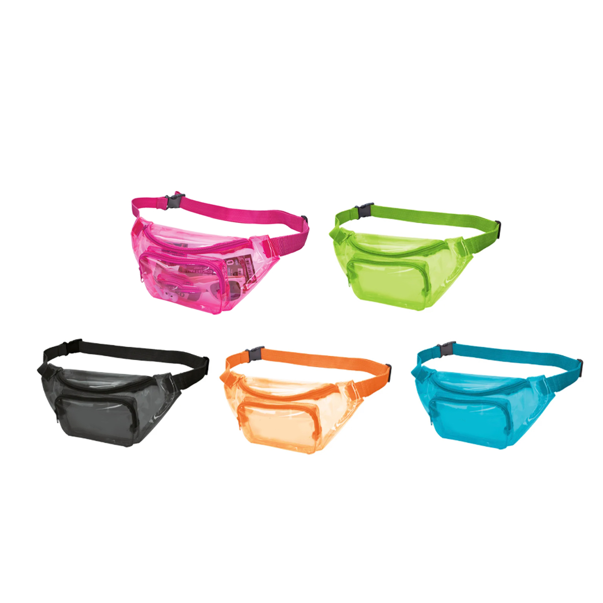 Clear PVC Fanny Pack W/ Adjustable Strap & Zipper Pockets 3