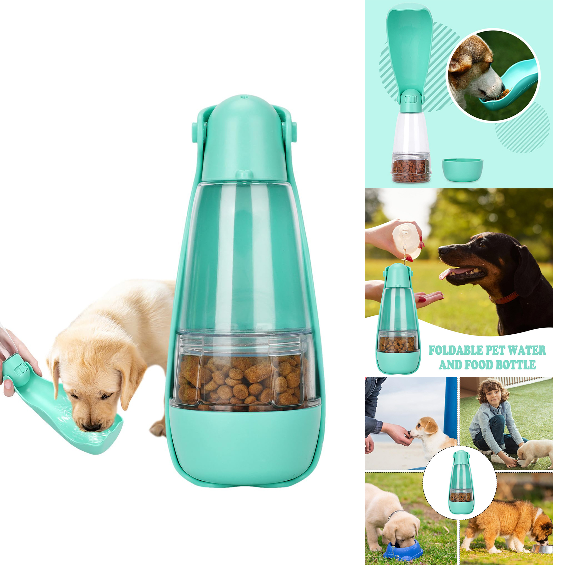 Portable Pet Water Bottle with Food Container 2