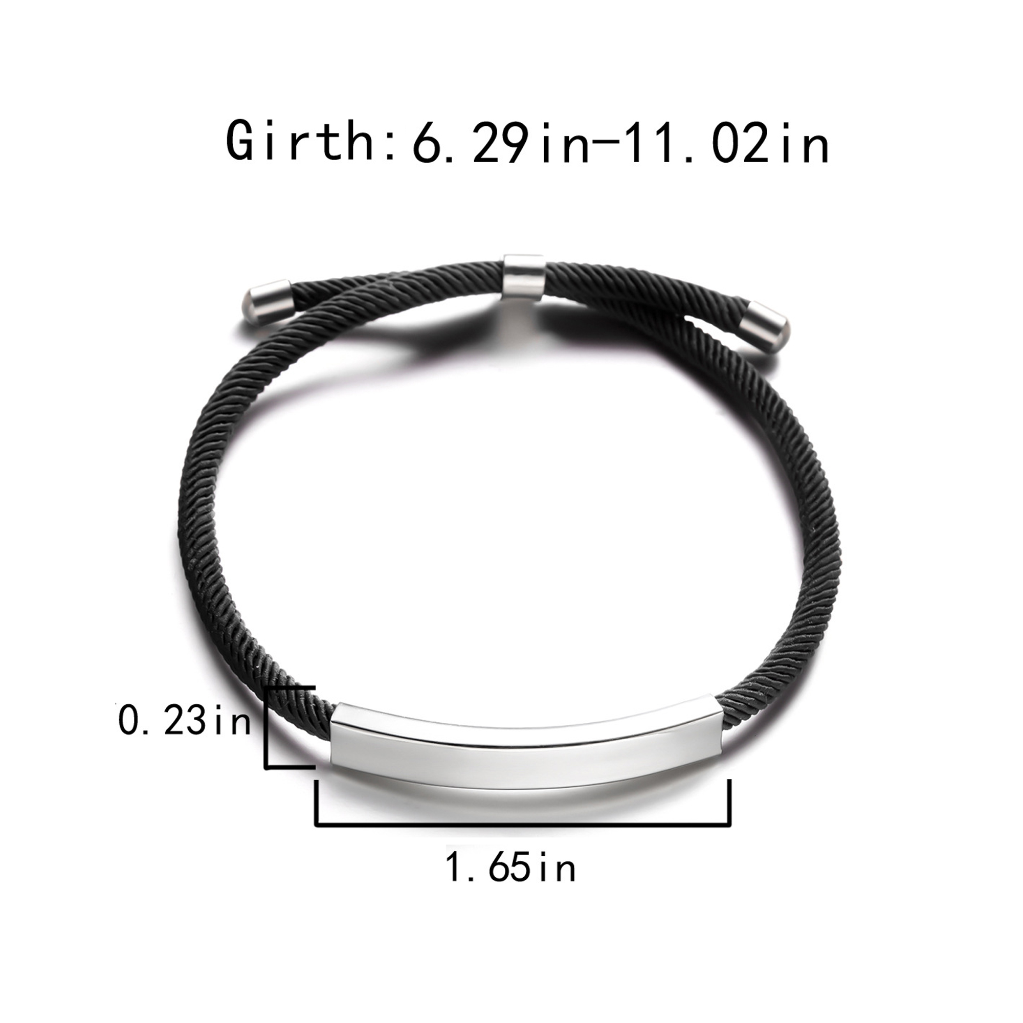 Adjustable Woven Cord Stainless Steel Bracelet 7