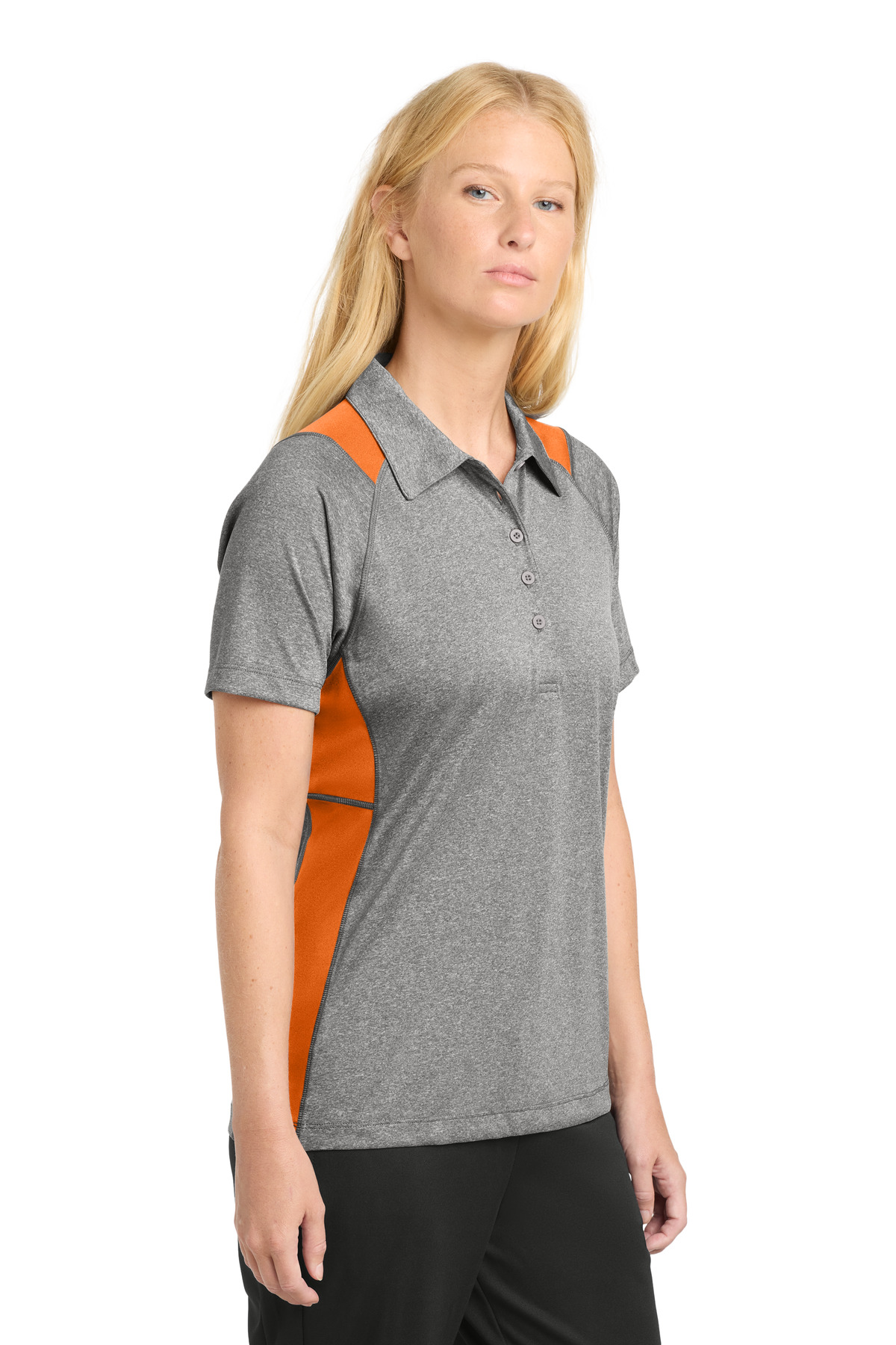 Sport-Tek Women's Heather Colorblock Contender Polo. LST665 13