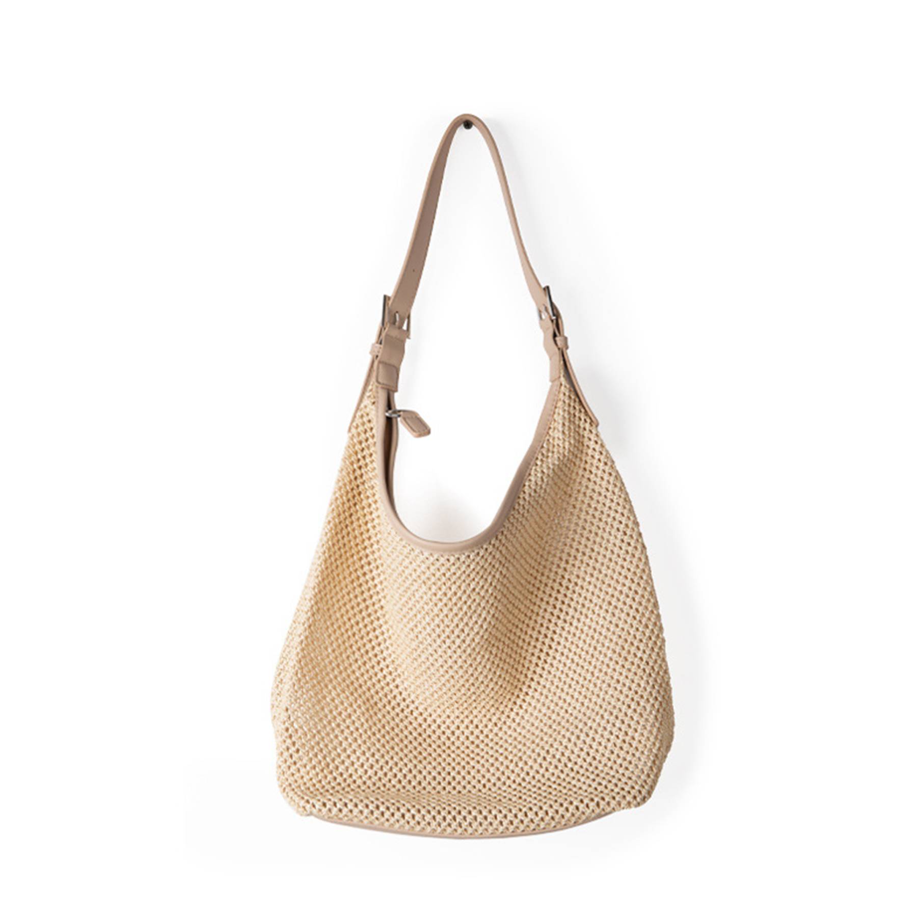 Straw summer large capacity shoulder tote bag, custom tote bag with logo imprint 5