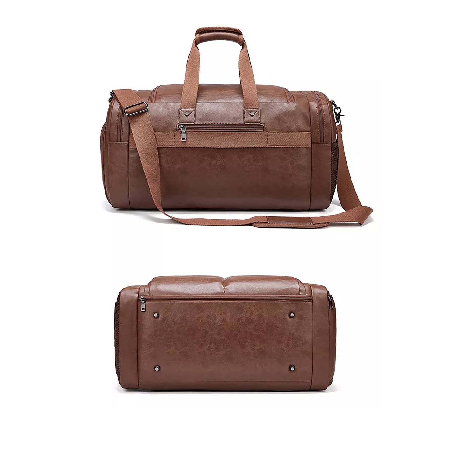 Men'S Waterproof Pu Shoulder Bag W/ Multi Compartments 4