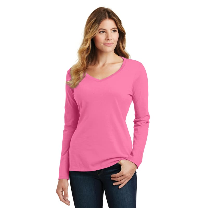 Port & Company Women's Long Sleeve Fan Favorite V-Neck Tee. 97