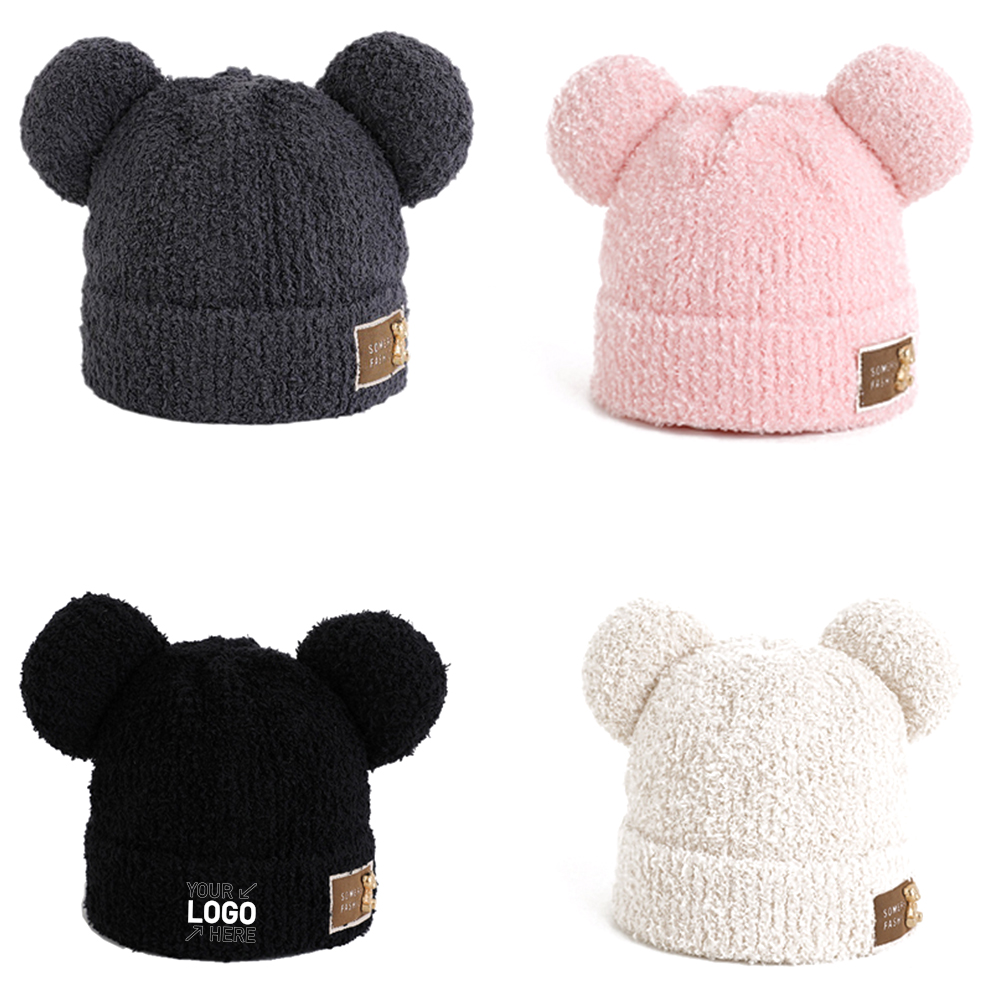 Bear ear ear protection knitted hat 4