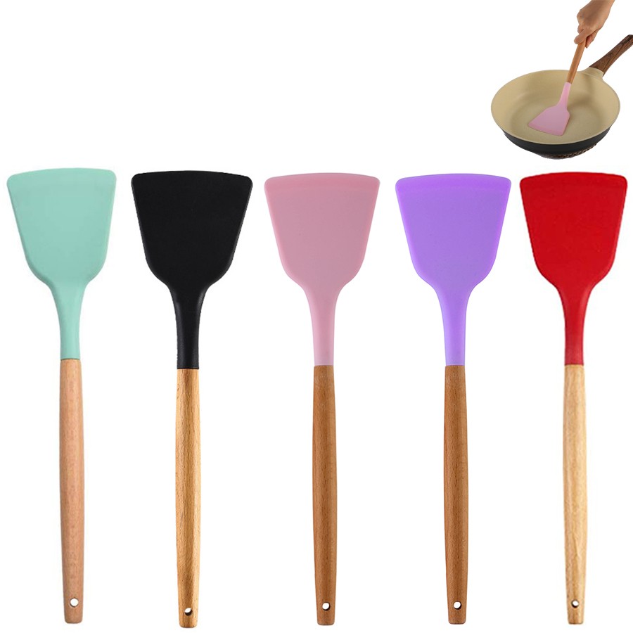 Silicone Cooking Or Serving Utensil With Wooden Handle 34