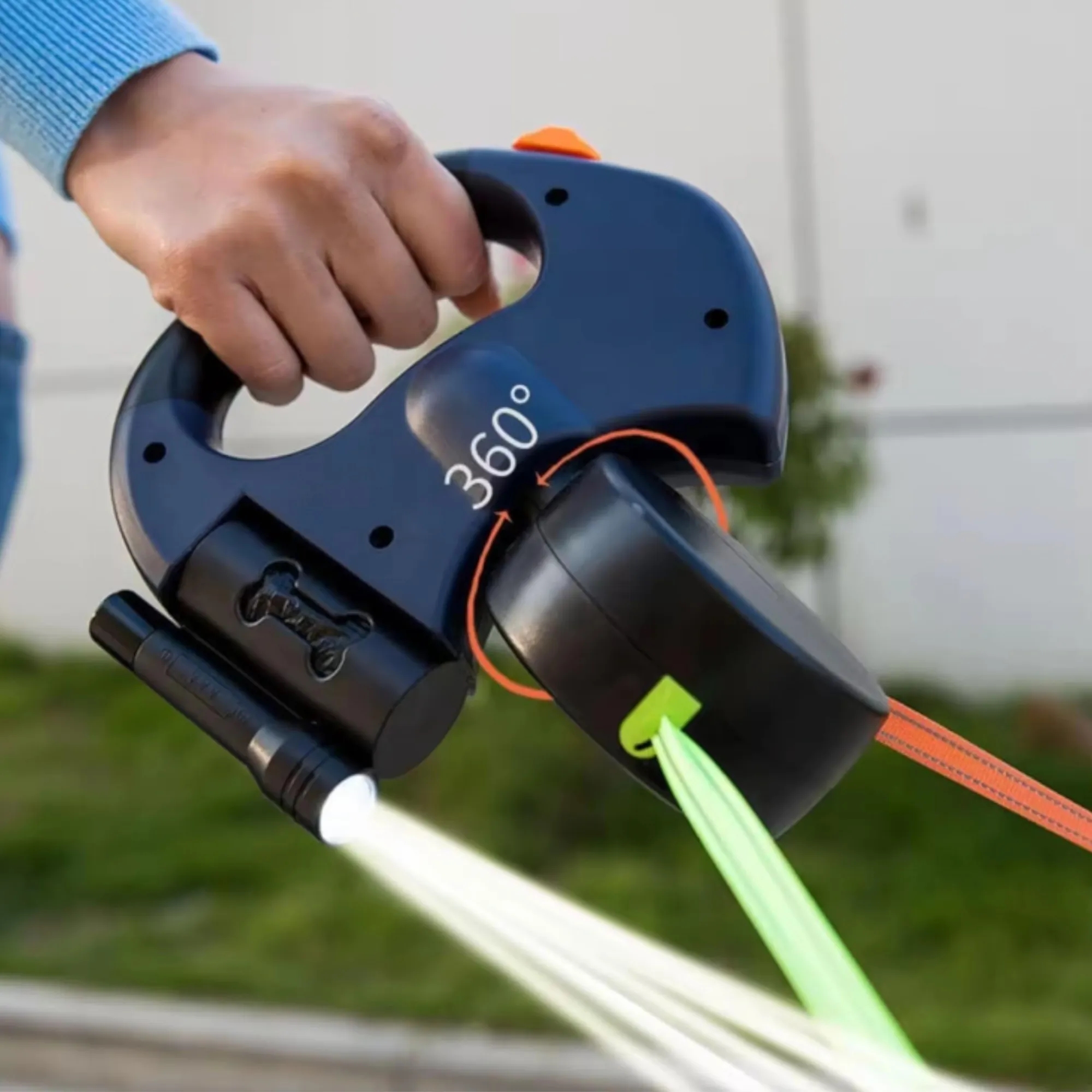 Retractable Dog Leash With Poop Bag And Light For Night Walk 2
