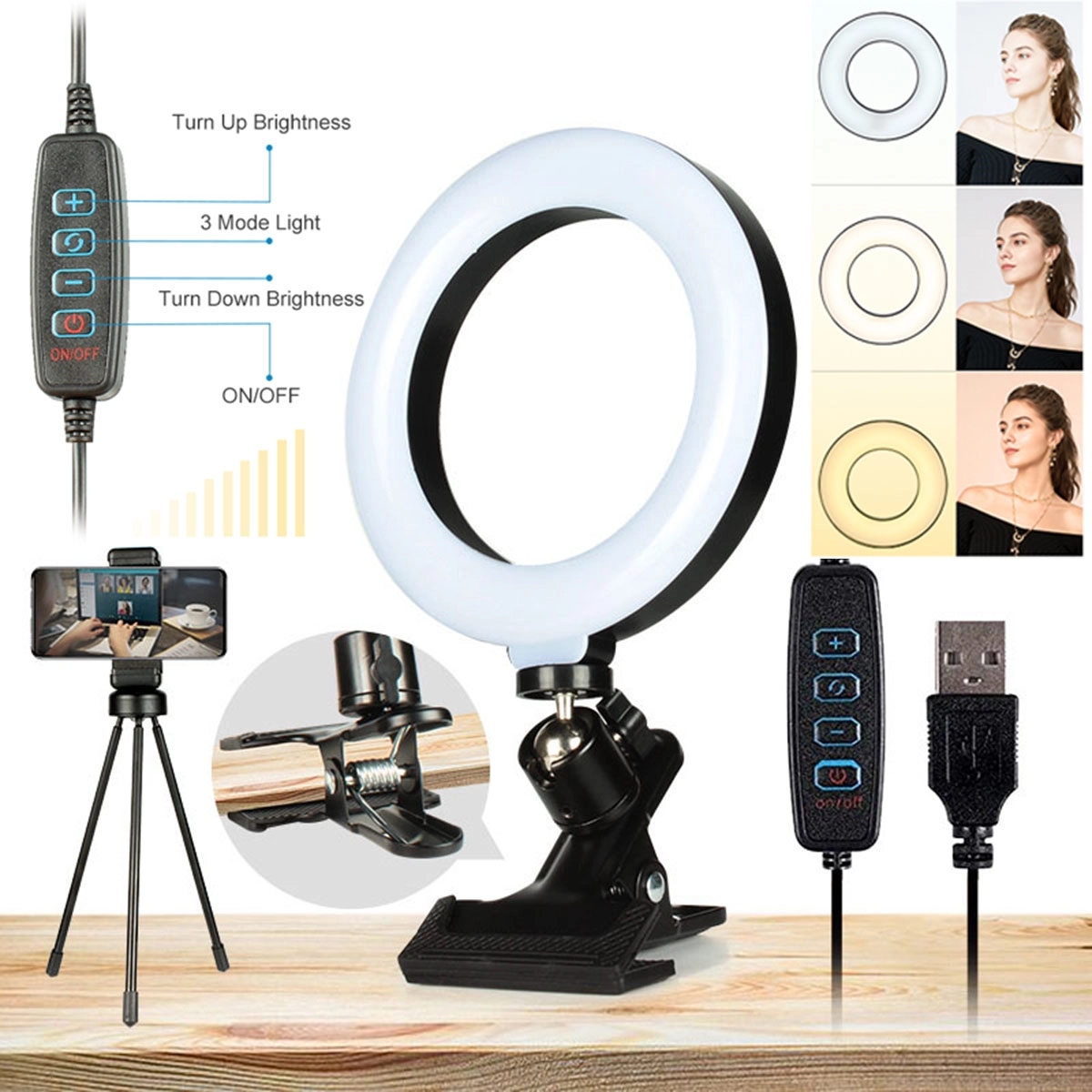 Selfie Ring Light with Clamp Mount for Desk And Laptop 5