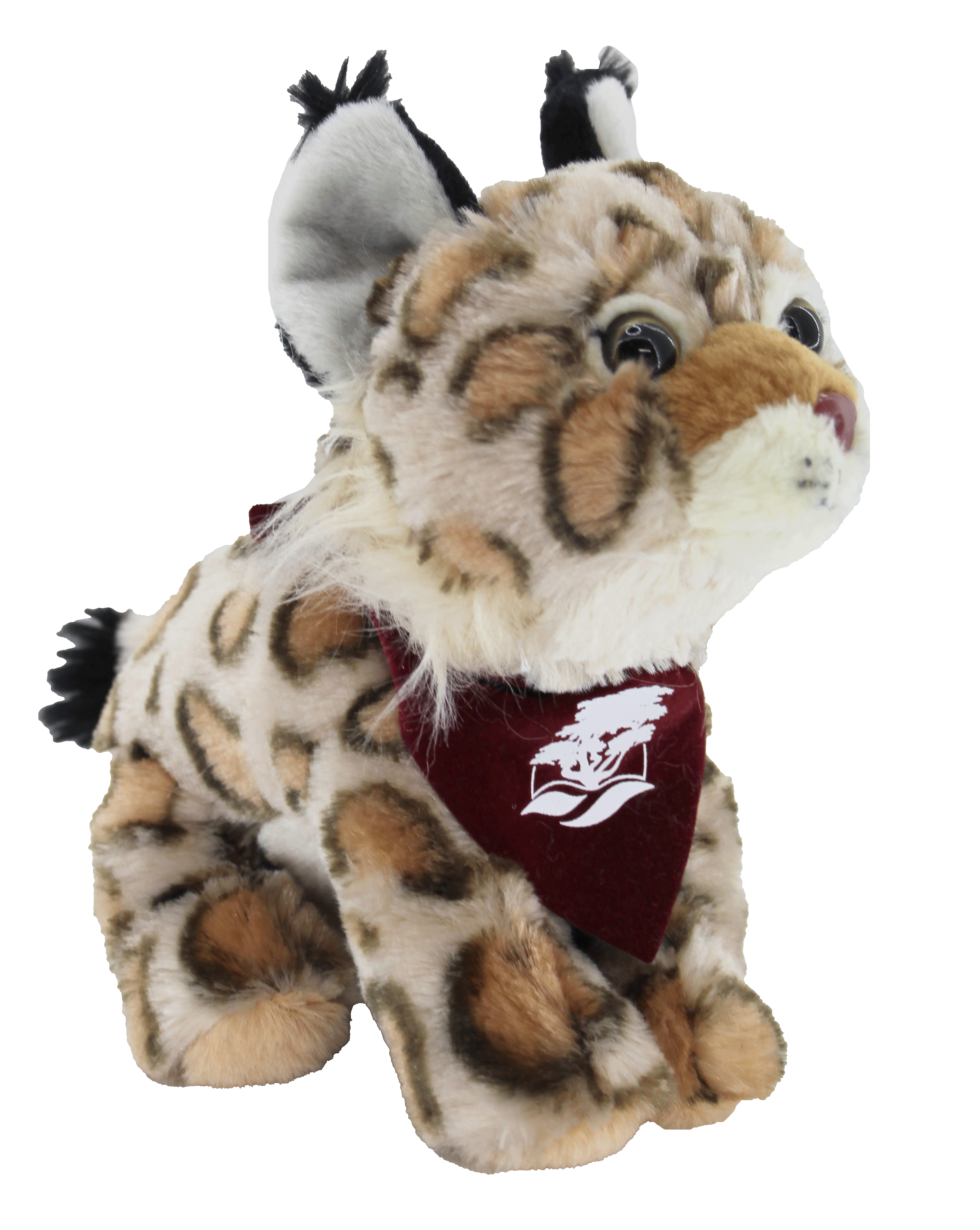 8" Mini Cuddlekin Bobcat with bandana and one color imprint 2