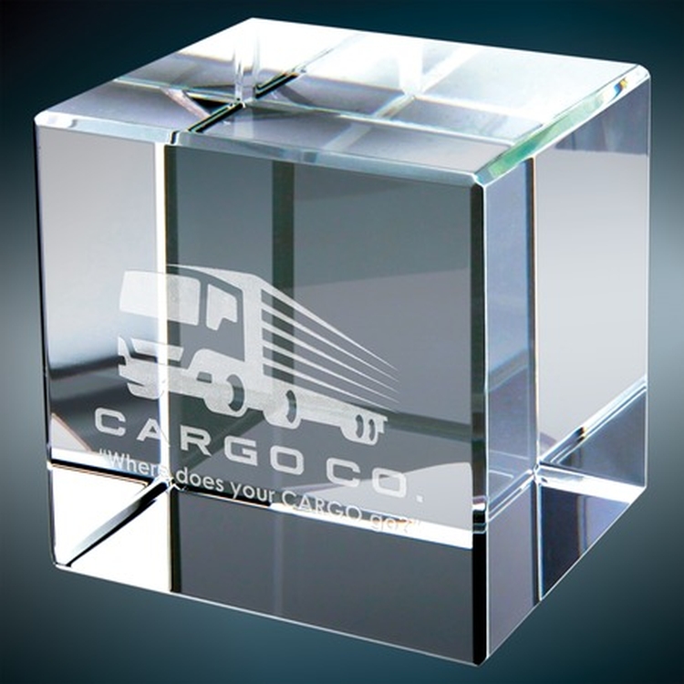 Polished Cube Crystal Award 2