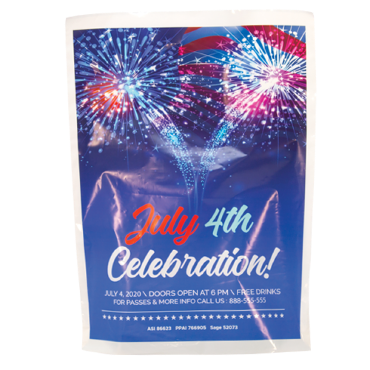 Full Color White 1-Sided Plastic Bags w/Gusset (9" x 12" x 2")