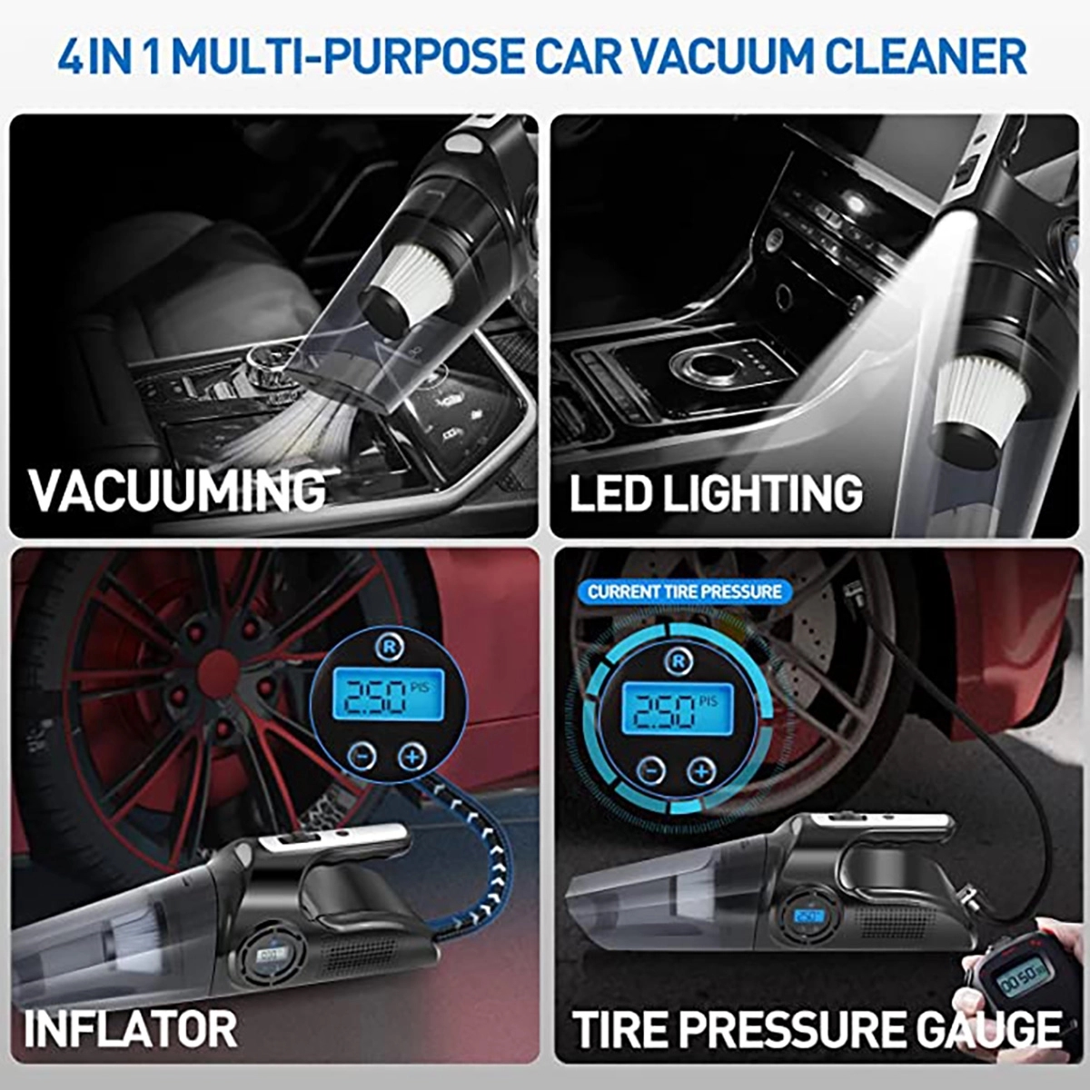 Car Vacuum Cleaner With Digital Air Compressor Pump 3