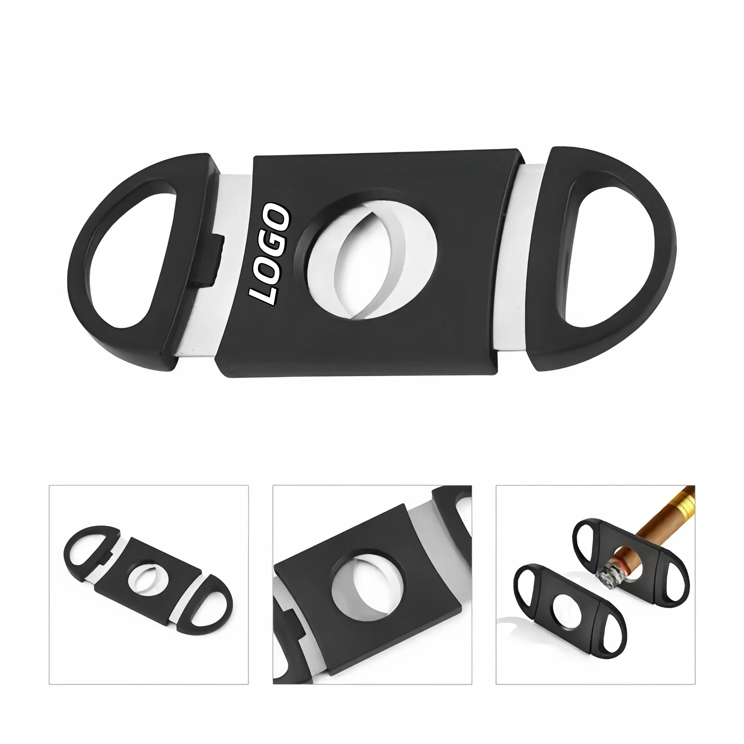 Custom Black Cigar Cutter Double Blade Guillotine