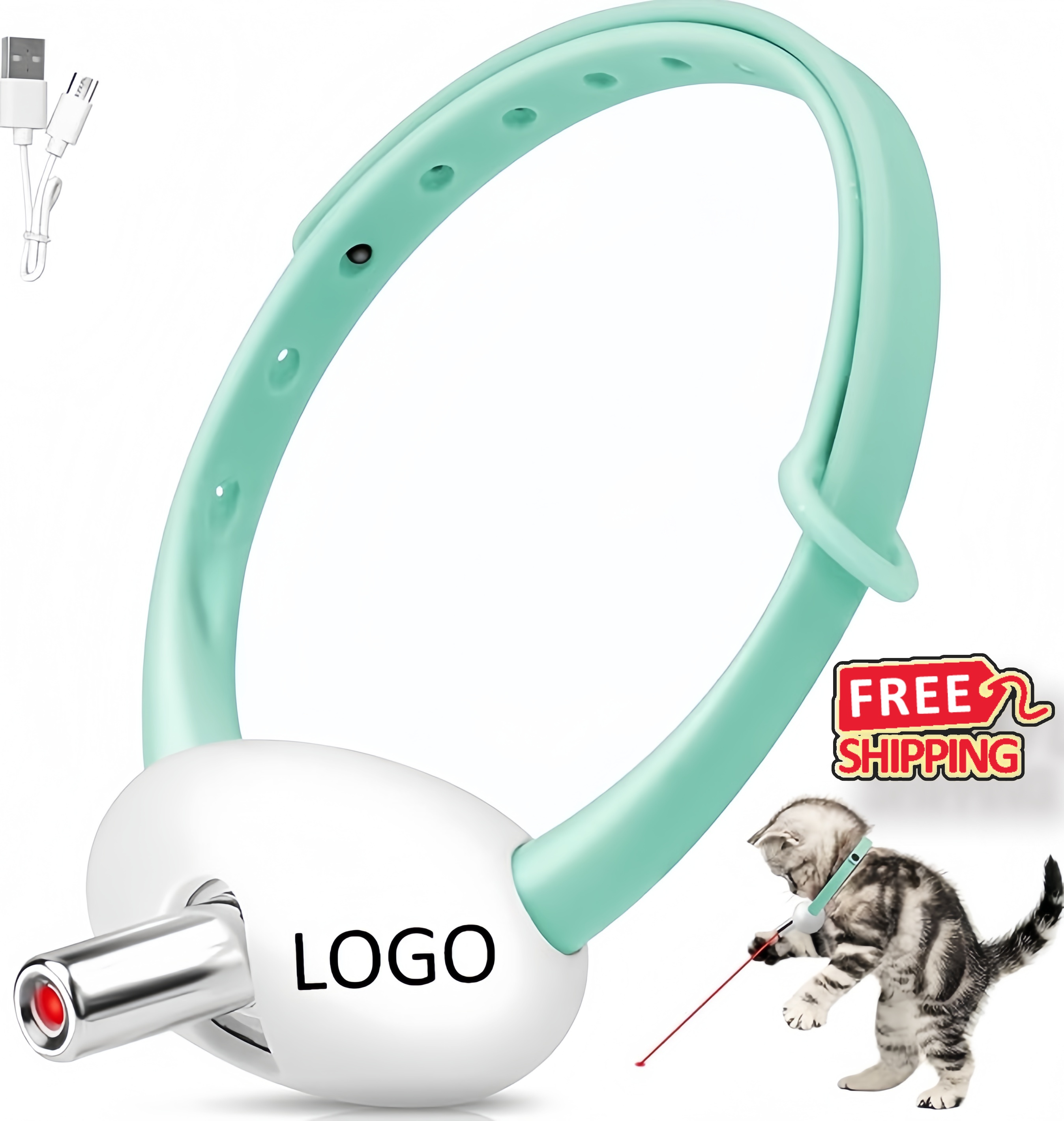 USB Rechargeable Automatic Laser Cat Toy Collar 2