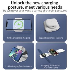 3-in-1 Folding Wireless Charger Storage Box with Phone Stand 2