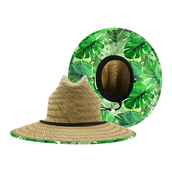 Lifeguard Straw Hat w/ Full Color Underbrim & Patch 2