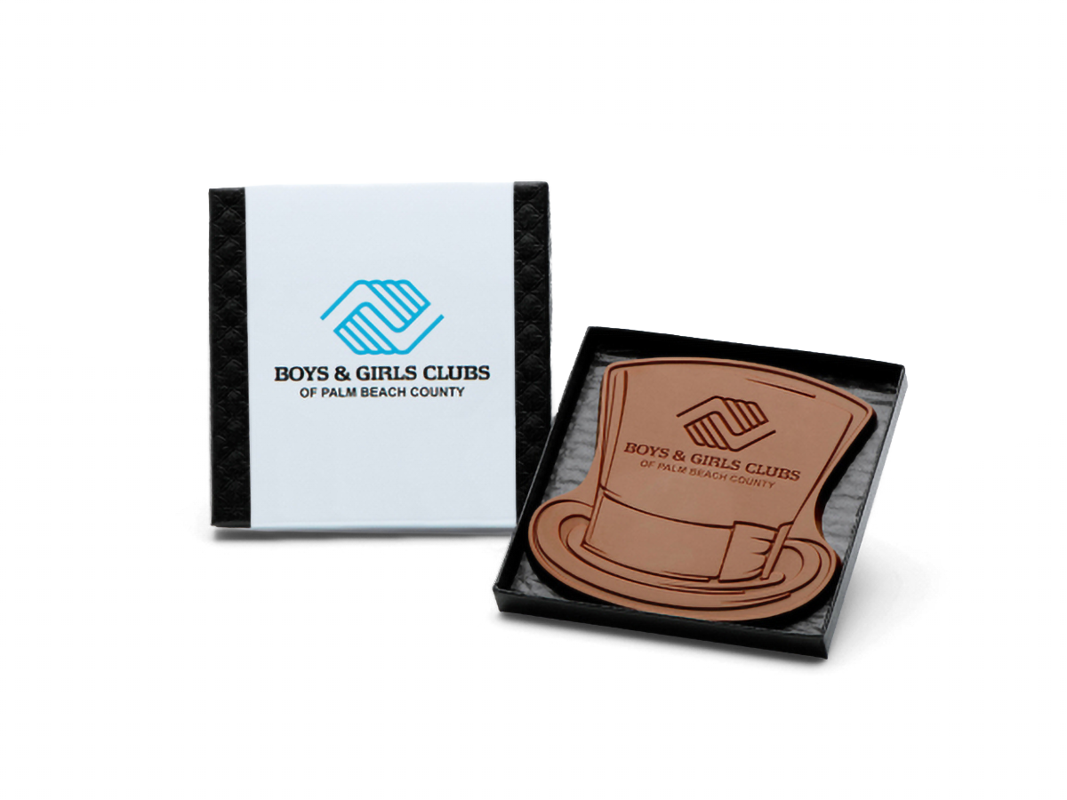 4"x4" Custom Decorated Chocolate Shape with Classic Custom Packaging