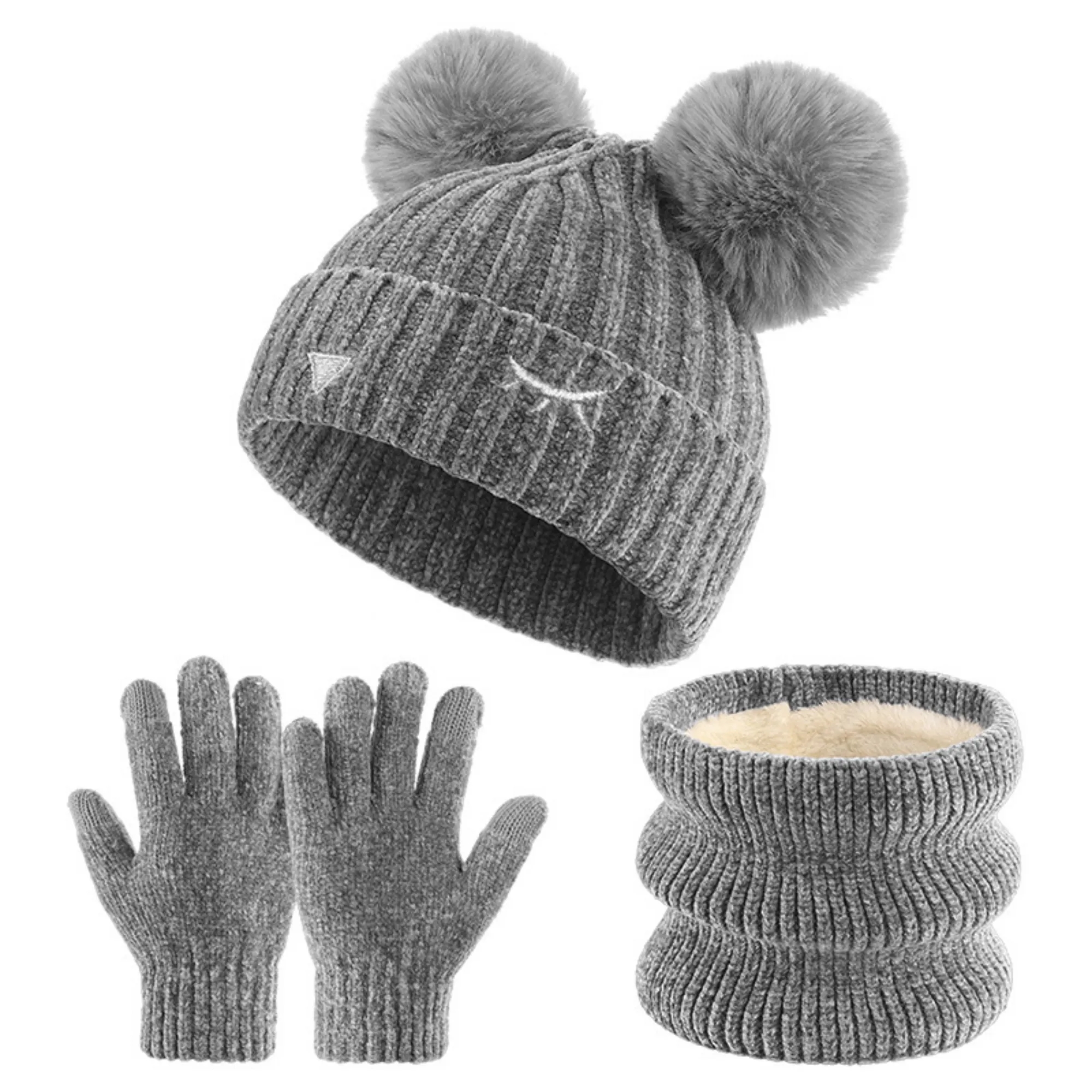 Winter Hat Gloves Scarf Set Girls Toddler Children 7